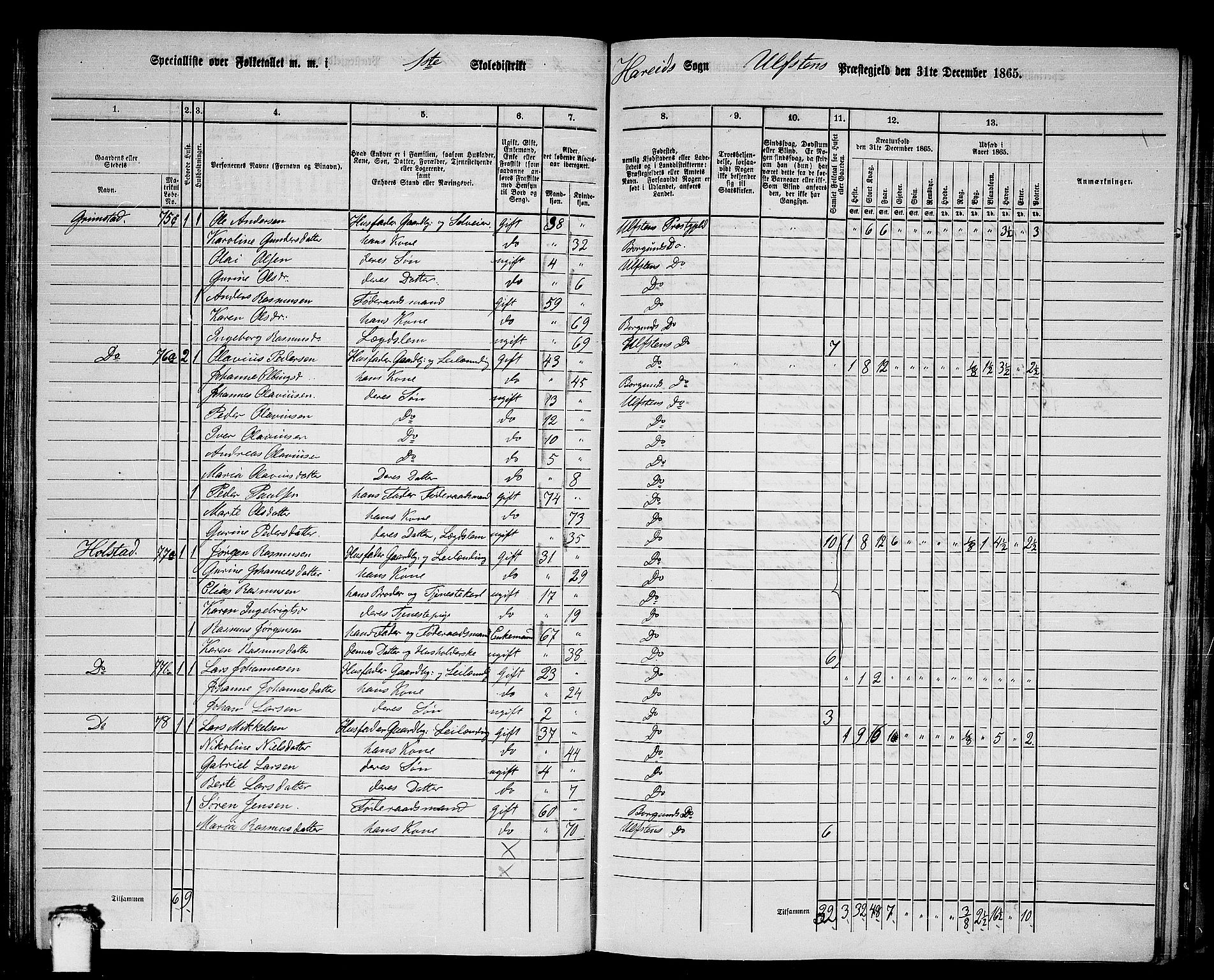 RA, 1865 census for Ulstein, 1865, p. 102