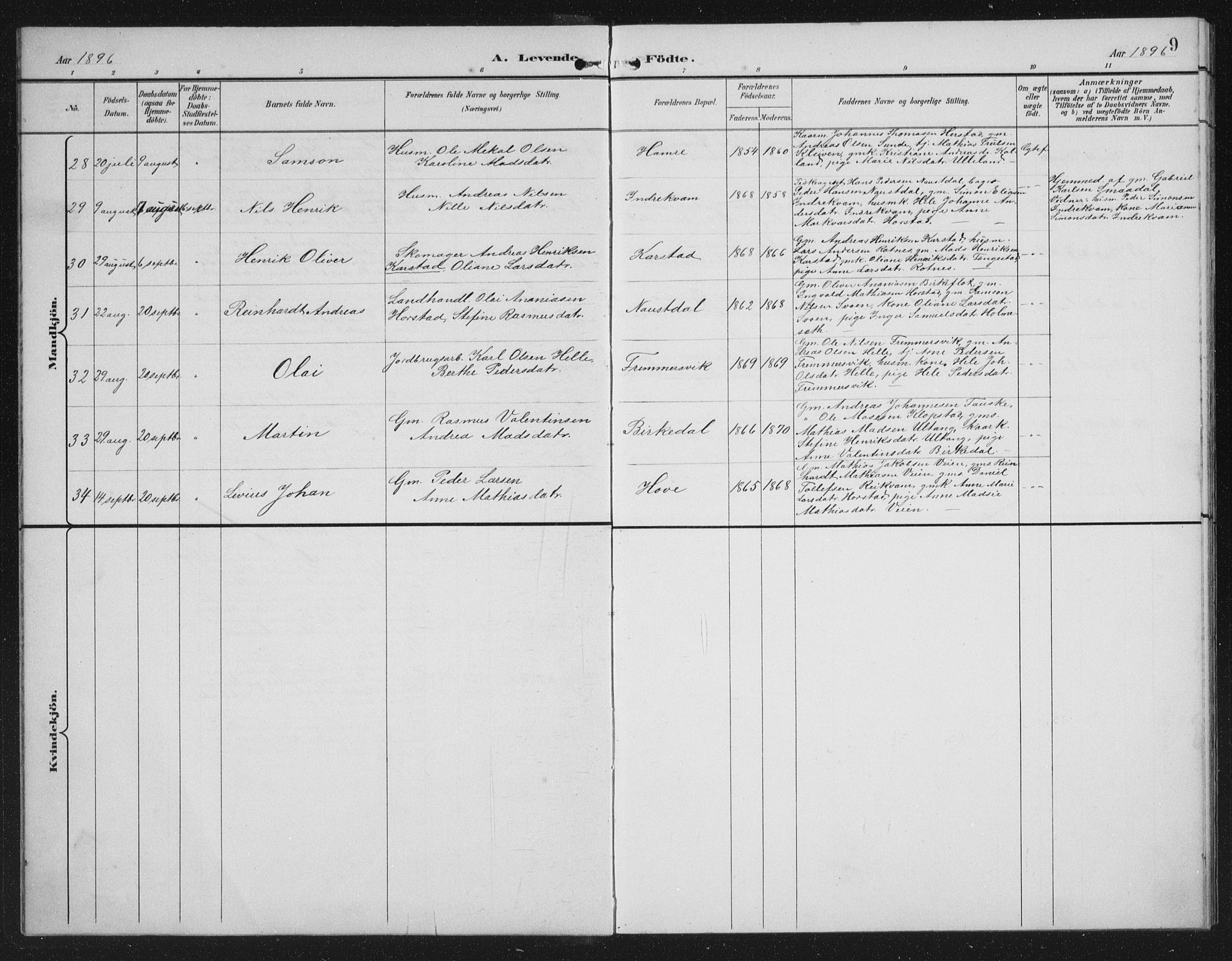 Førde sokneprestembete, AV/SAB-A-79901/H/Hab/Habd/L0004: Parish register (copy) no. D 4, 1896-1913, p. 9
