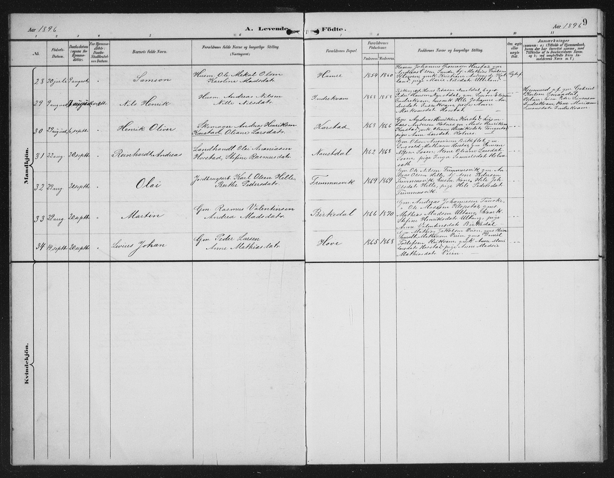 Førde sokneprestembete, AV/SAB-A-79901/H/Hab/Habd/L0004: Parish register (copy) no. D 4, 1896-1913, p. 9