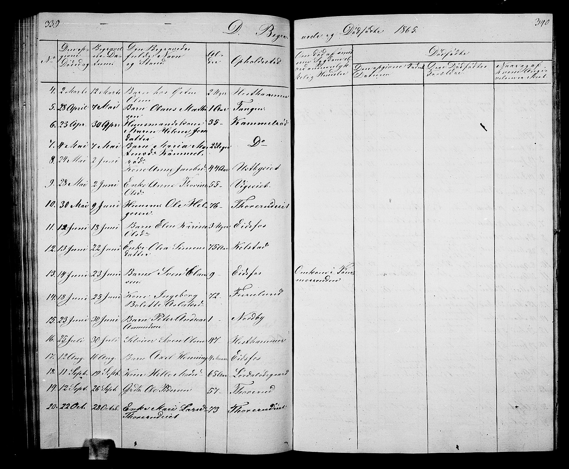 Hof kirkebøker, SAKO/A-64/G/Ga/L0002: Parish register (copy) no. I 2, 1859-1873, p. 339-340