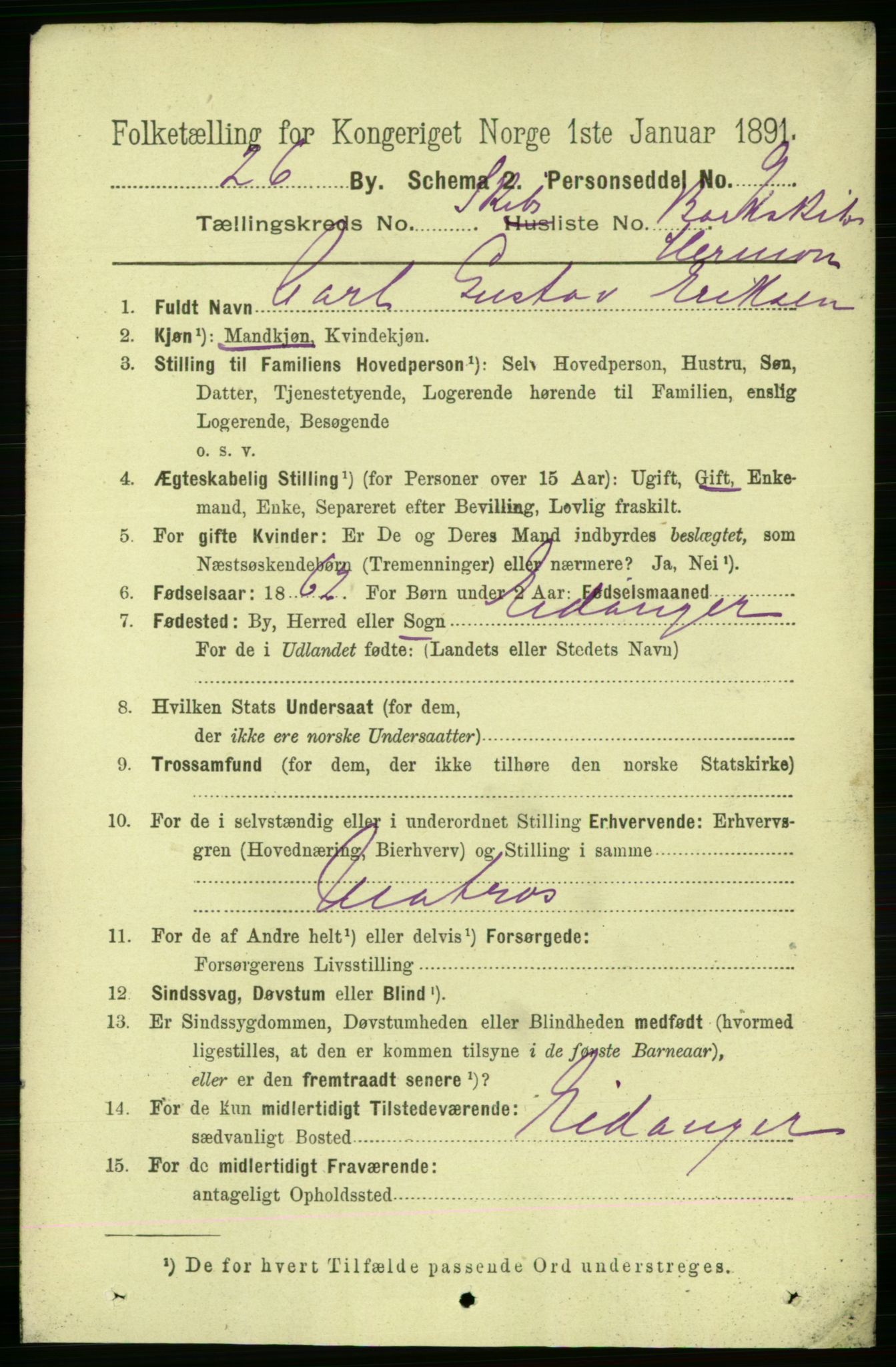 RA, 1891 census for 0802 Langesund, 1891, p. 1804