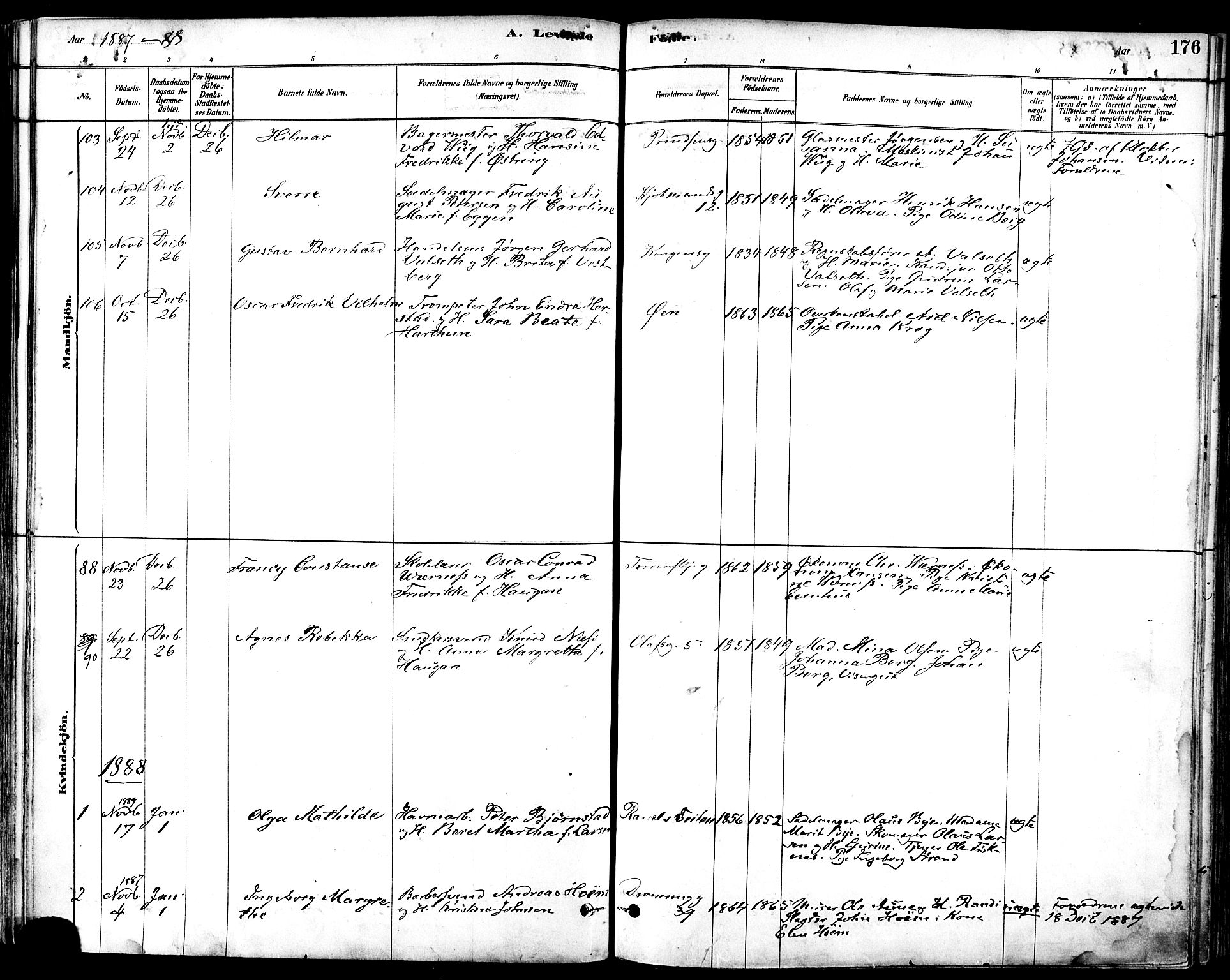 Ministerialprotokoller, klokkerbøker og fødselsregistre - Sør-Trøndelag, SAT/A-1456/601/L0057: Parish register (official) no. 601A25, 1877-1891, p. 176