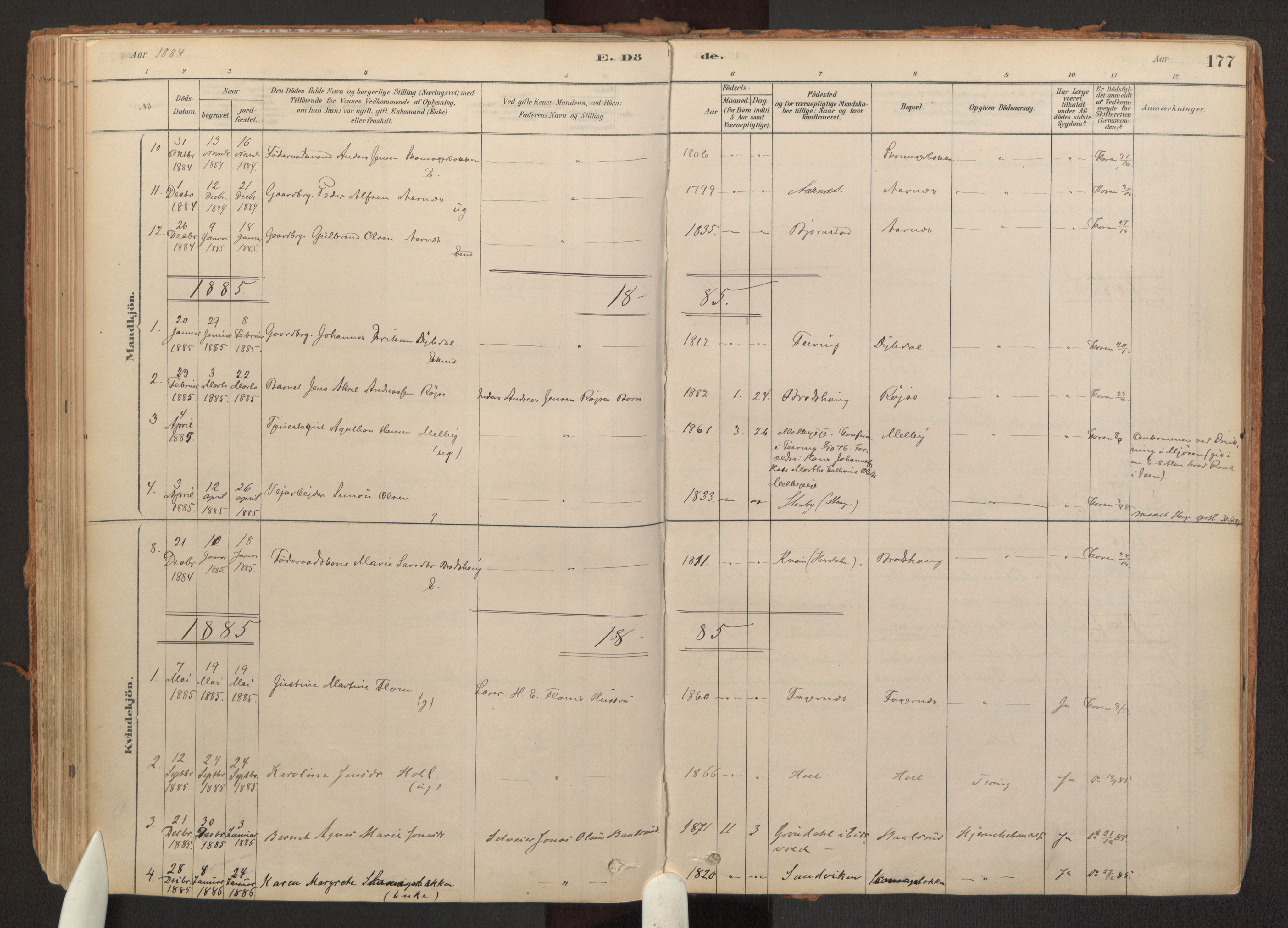 Hurdal prestekontor Kirkebøker, SAO/A-10889/F/Fb/L0003: Parish register (official) no. II 3, 1878-1920, p. 177