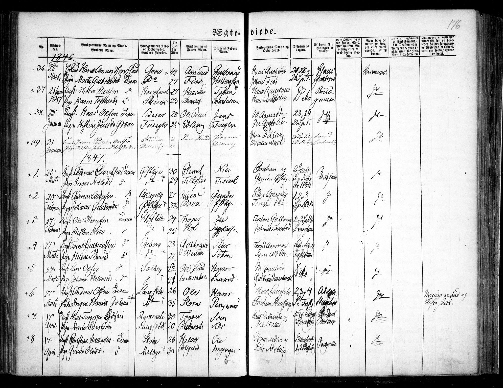 Trøgstad prestekontor Kirkebøker, AV/SAO-A-10925/F/Fa/L0007: Parish register (official) no. I 7, 1845-1854, p. 176