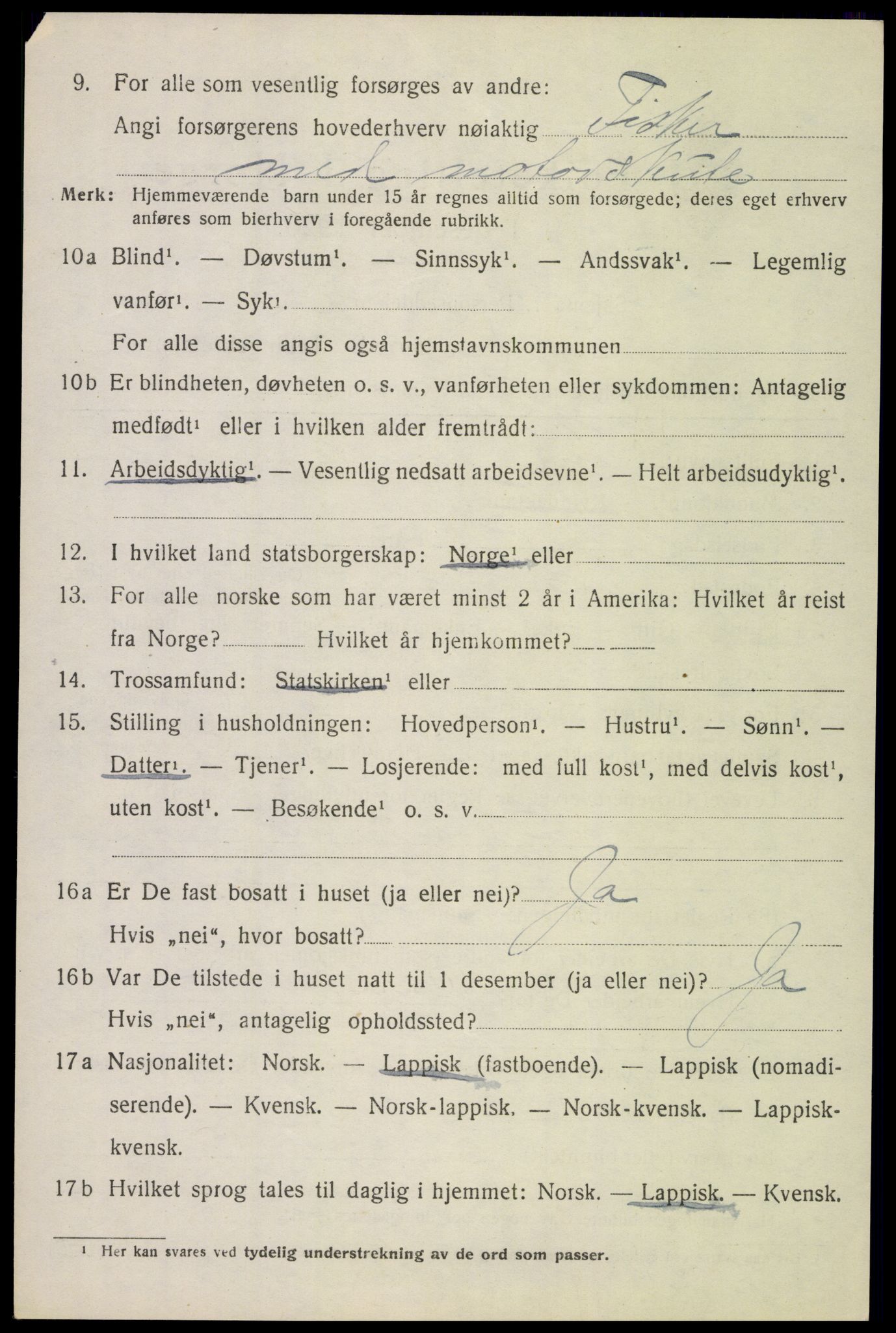 SAT, 1920 census for Tysfjord, 1920, p. 1728