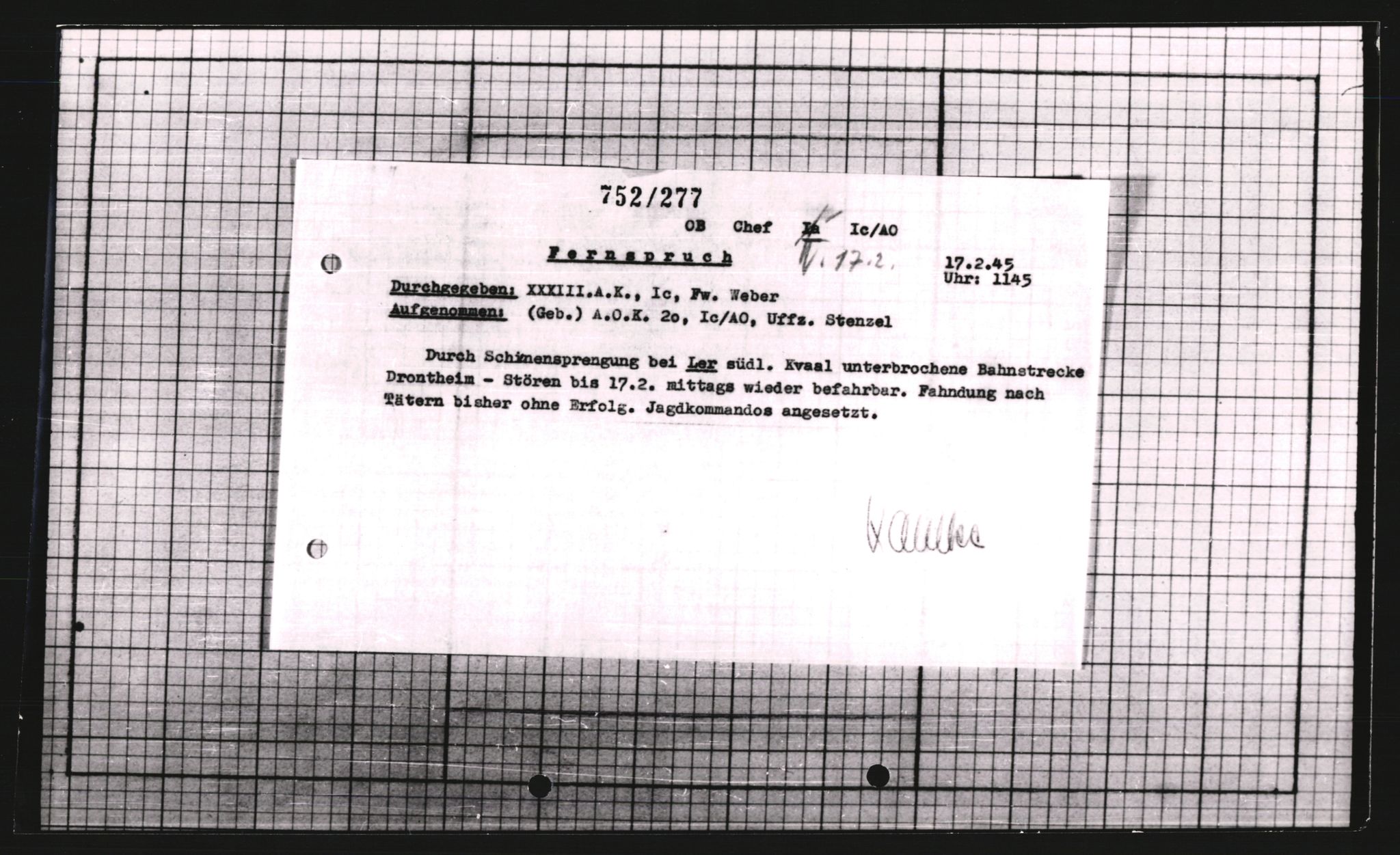 Forsvarets Overkommando. 2 kontor. Arkiv 11.4. Spredte tyske arkivsaker, AV/RA-RAFA-7031/D/Dar/Dara/L0007: Krigsdagbøker for 20. Gebirgs-Armee-Oberkommando (AOK 20), 1945, p. 455