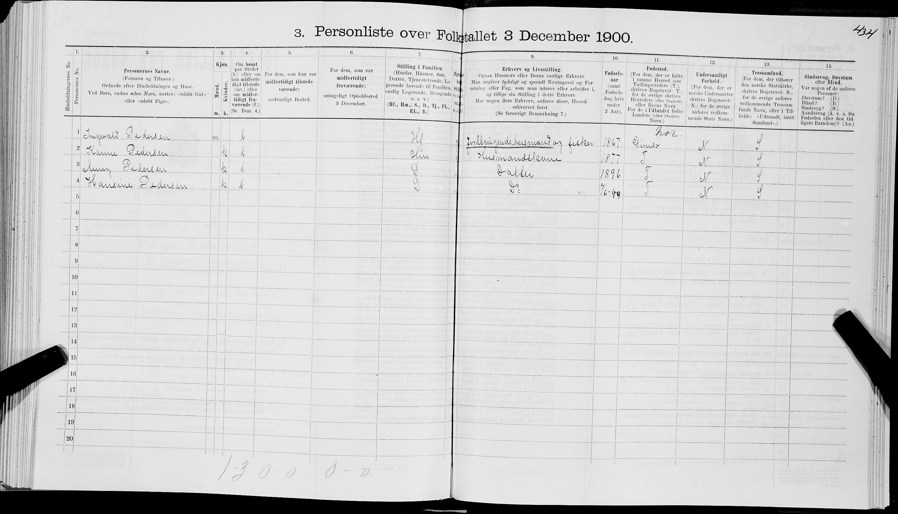 SAT, 1900 census for Bø, 1900, p. 845
