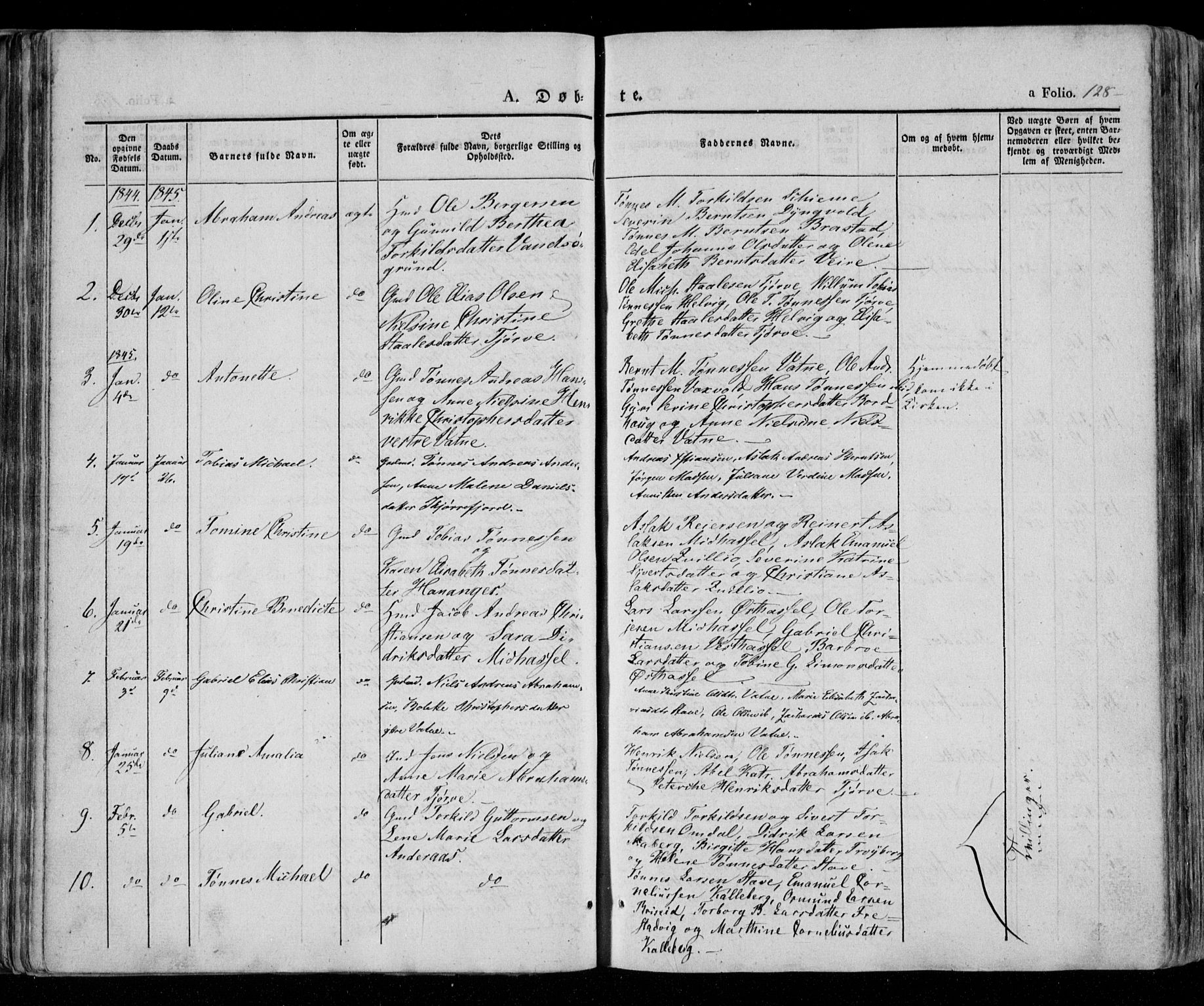 Lista sokneprestkontor, AV/SAK-1111-0027/F/Fa/L0009: Parish register (official) no. A 9, 1835-1846, p. 128