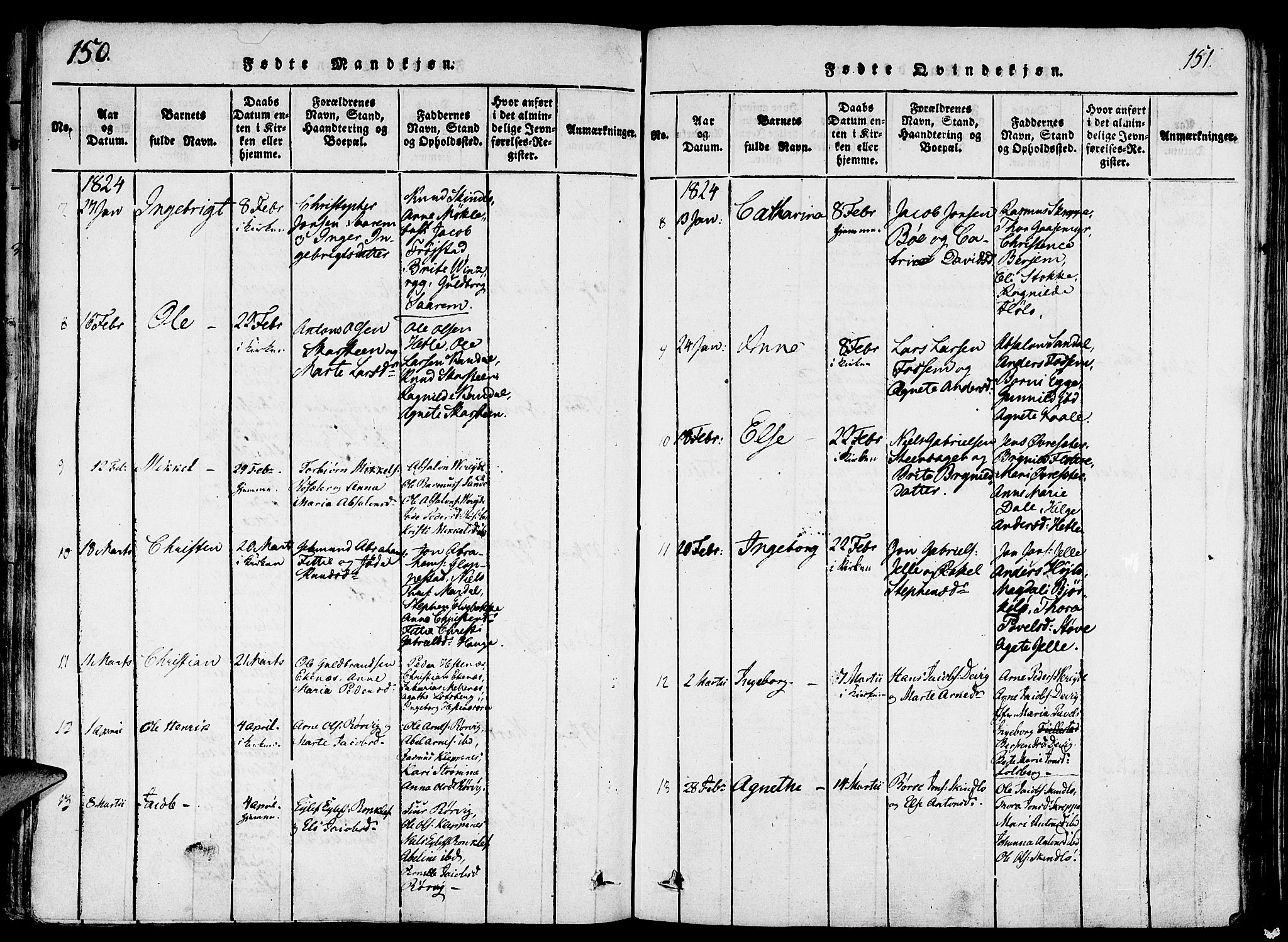 Gloppen sokneprestembete, AV/SAB-A-80101/H/Haa/Haaa/L0006: Parish register (official) no. A 6, 1816-1826, p. 150-151