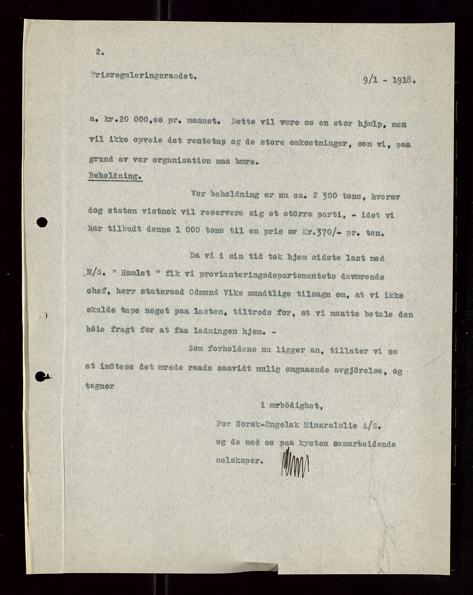 Pa 1521 - A/S Norske Shell, SAST/A-101915/E/Ea/Eaa/L0006: Sjefskorrespondanse, 1918, p. 620