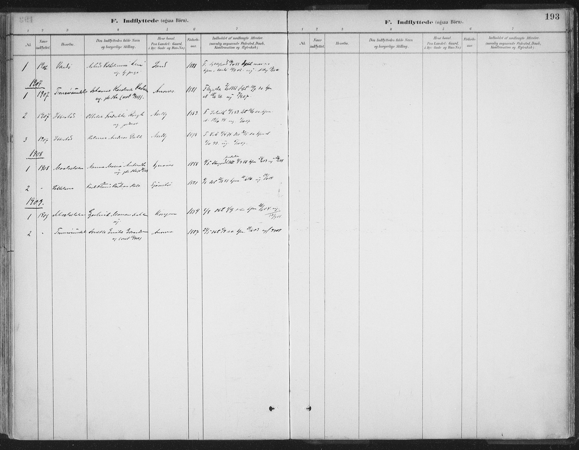 Balsfjord sokneprestembete, SATØ/S-1303/G/Ga/L0007kirke: Parish register (official) no. 7, 1887-1909, p. 193