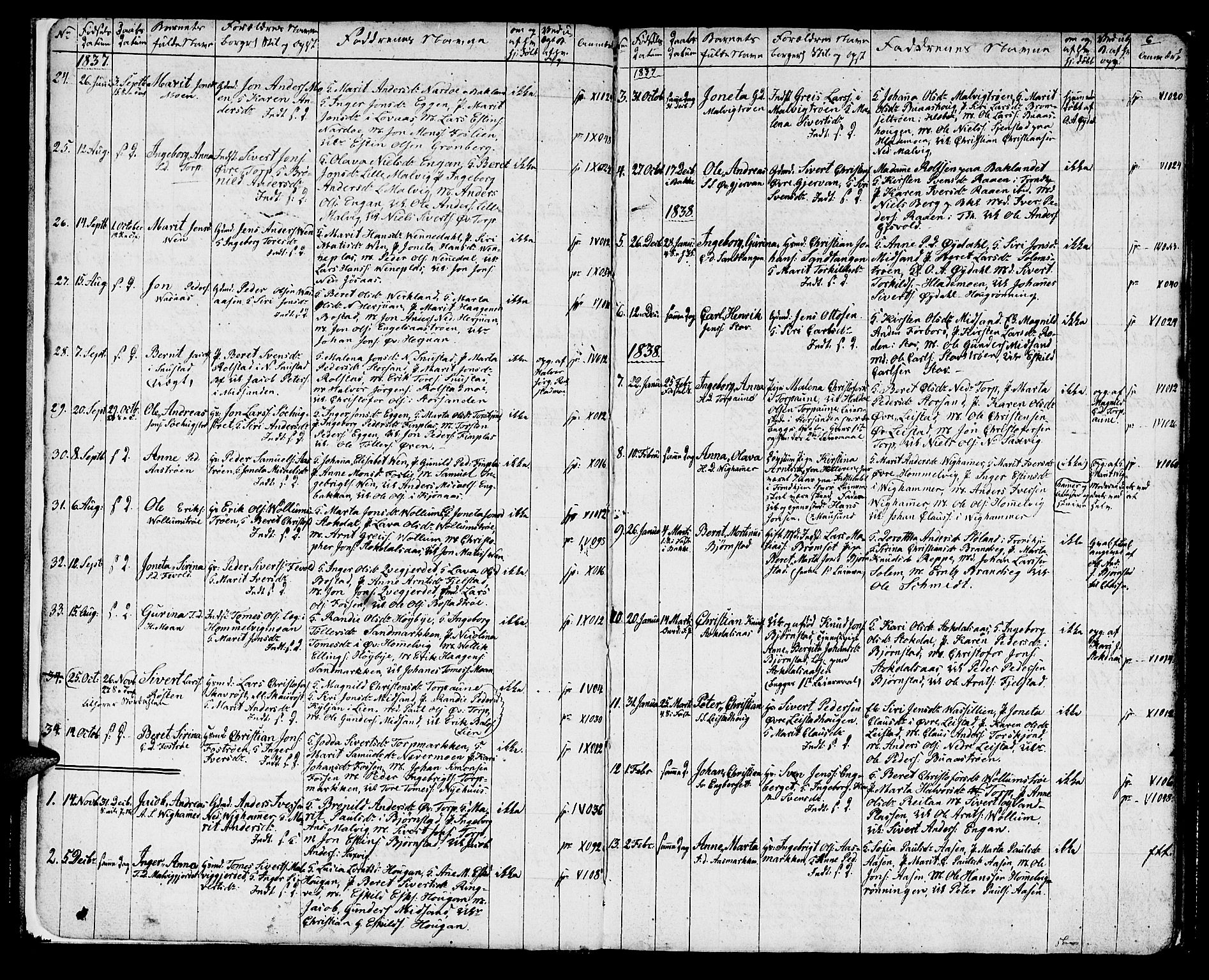 Ministerialprotokoller, klokkerbøker og fødselsregistre - Sør-Trøndelag, SAT/A-1456/616/L0421: Parish register (copy) no. 616C04, 1834-1850, p. 6