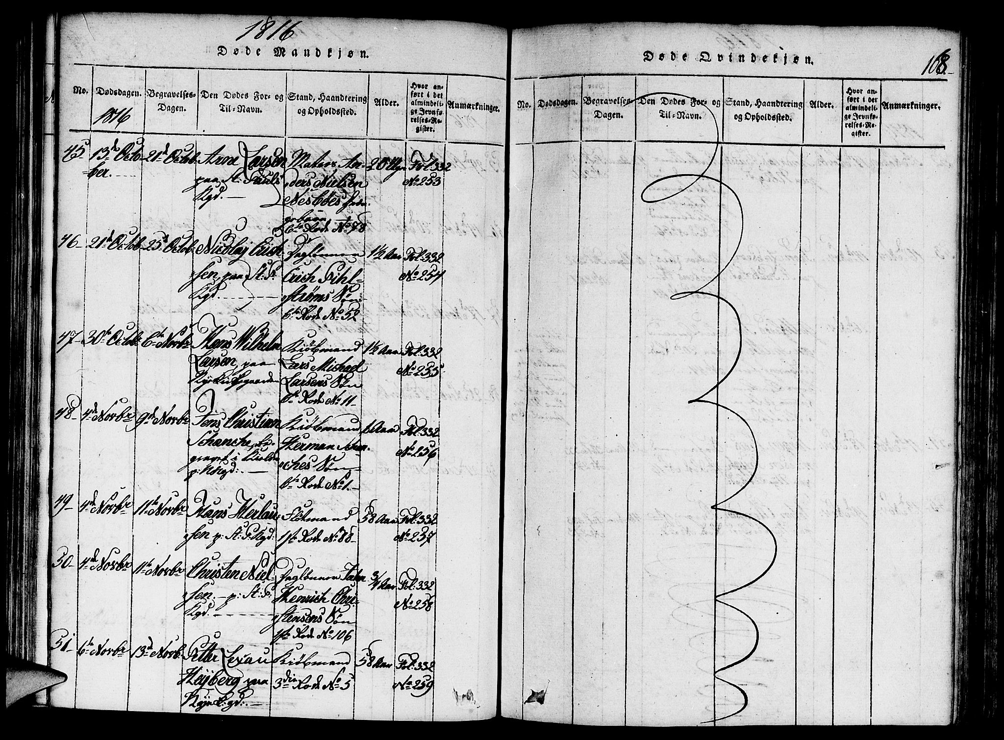 Nykirken Sokneprestembete, AV/SAB-A-77101/H/Haa/L0011: Parish register (official) no. A 11, 1816-1821, p. 168