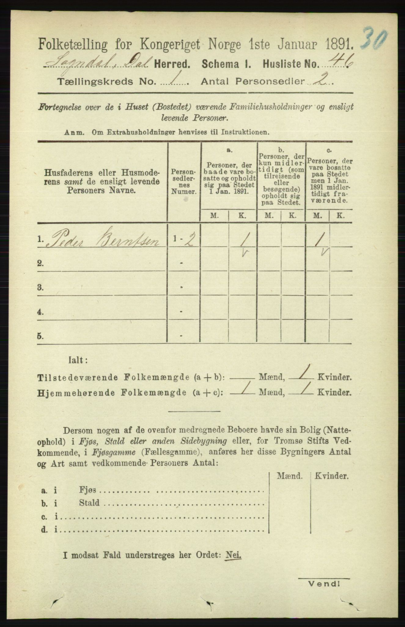 RA, 1891 census for 1111 Sokndal, 1891, p. 72