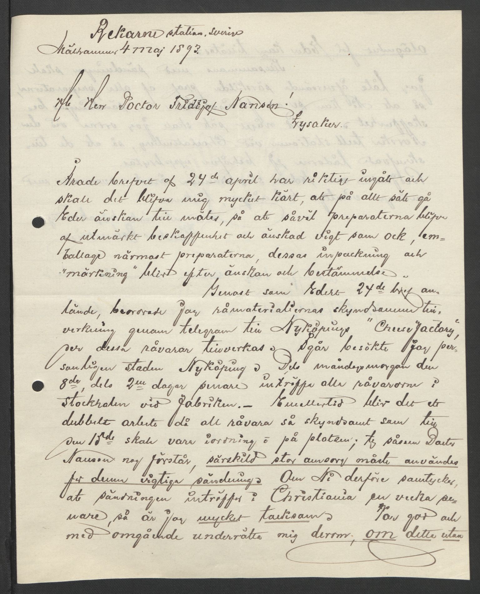 Arbeidskomitéen for Fridtjof Nansens polarekspedisjon, AV/RA-PA-0061/D/L0004: Innk. brev og telegrammer vedr. proviant og utrustning, 1892-1893, p. 773