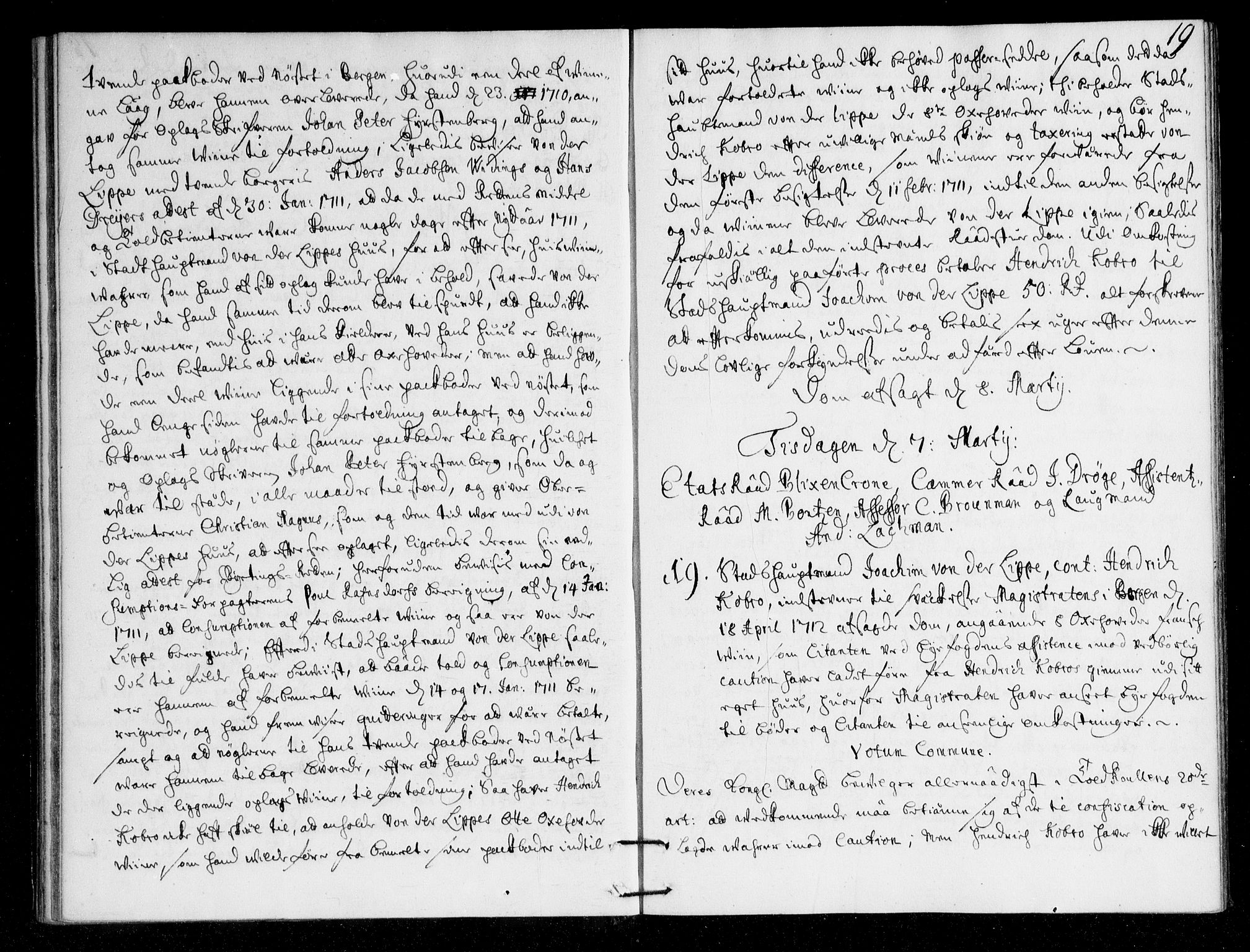 Overhoffretten 1667-1797, AV/RA-EA-2884/Ac/L0148: Voteringsprotokoll, 1713, p. 18b-19a