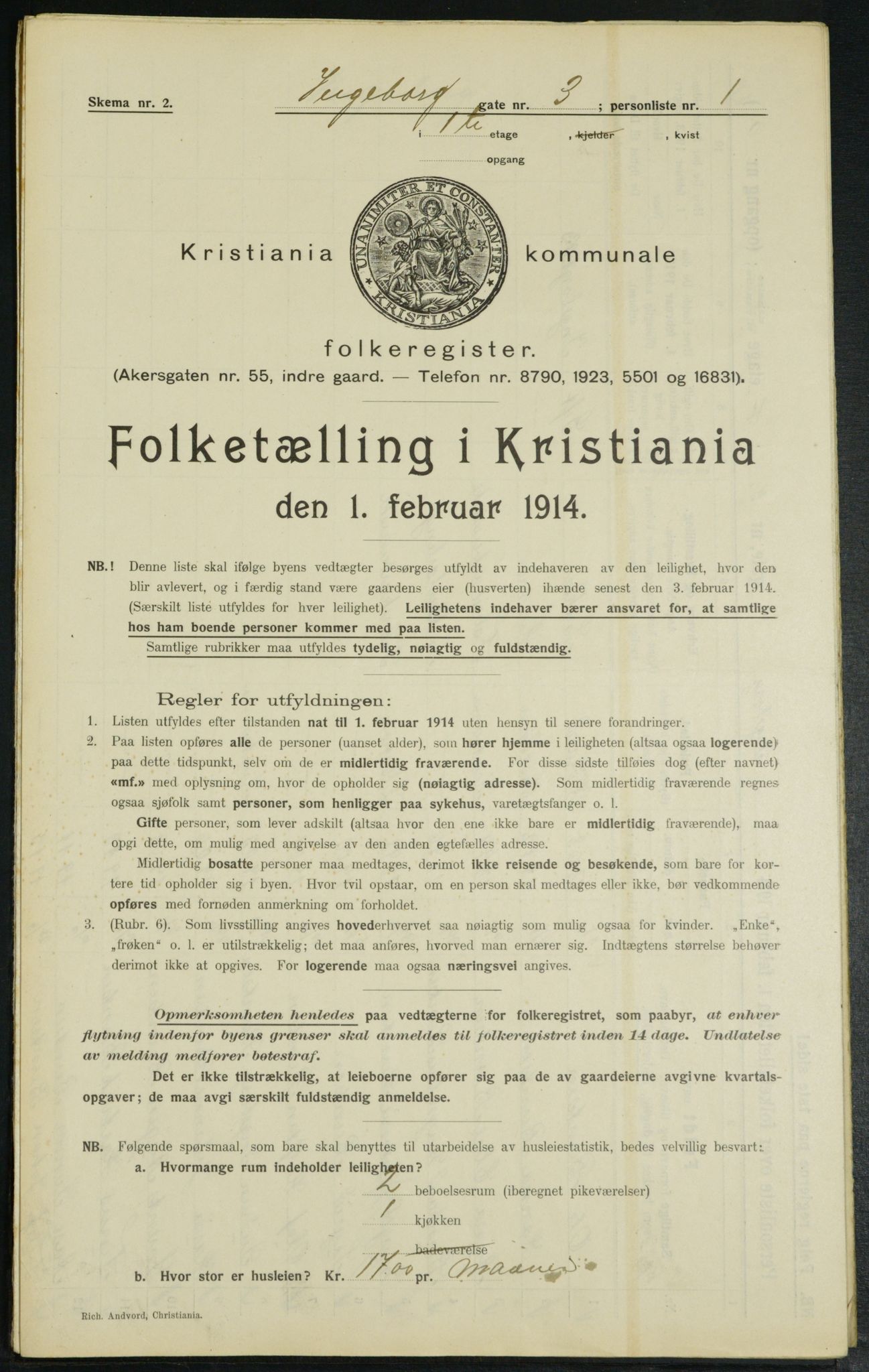 OBA, Municipal Census 1914 for Kristiania, 1914, p. 43759