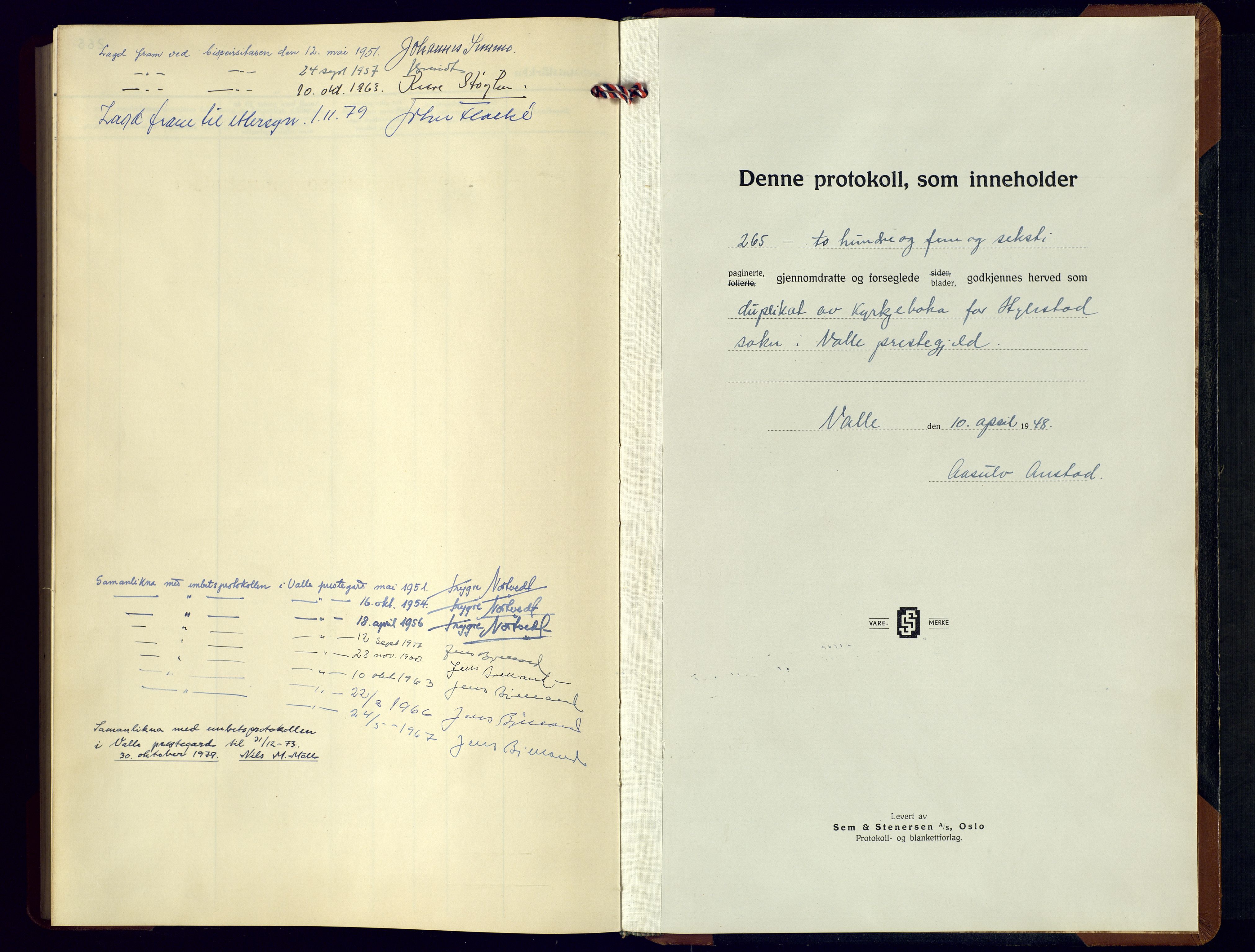 Valle sokneprestkontor, SAK/1111-0044/F/Fb/Fbb/L0004: Parish register (copy) no. B-4, 1948-1973