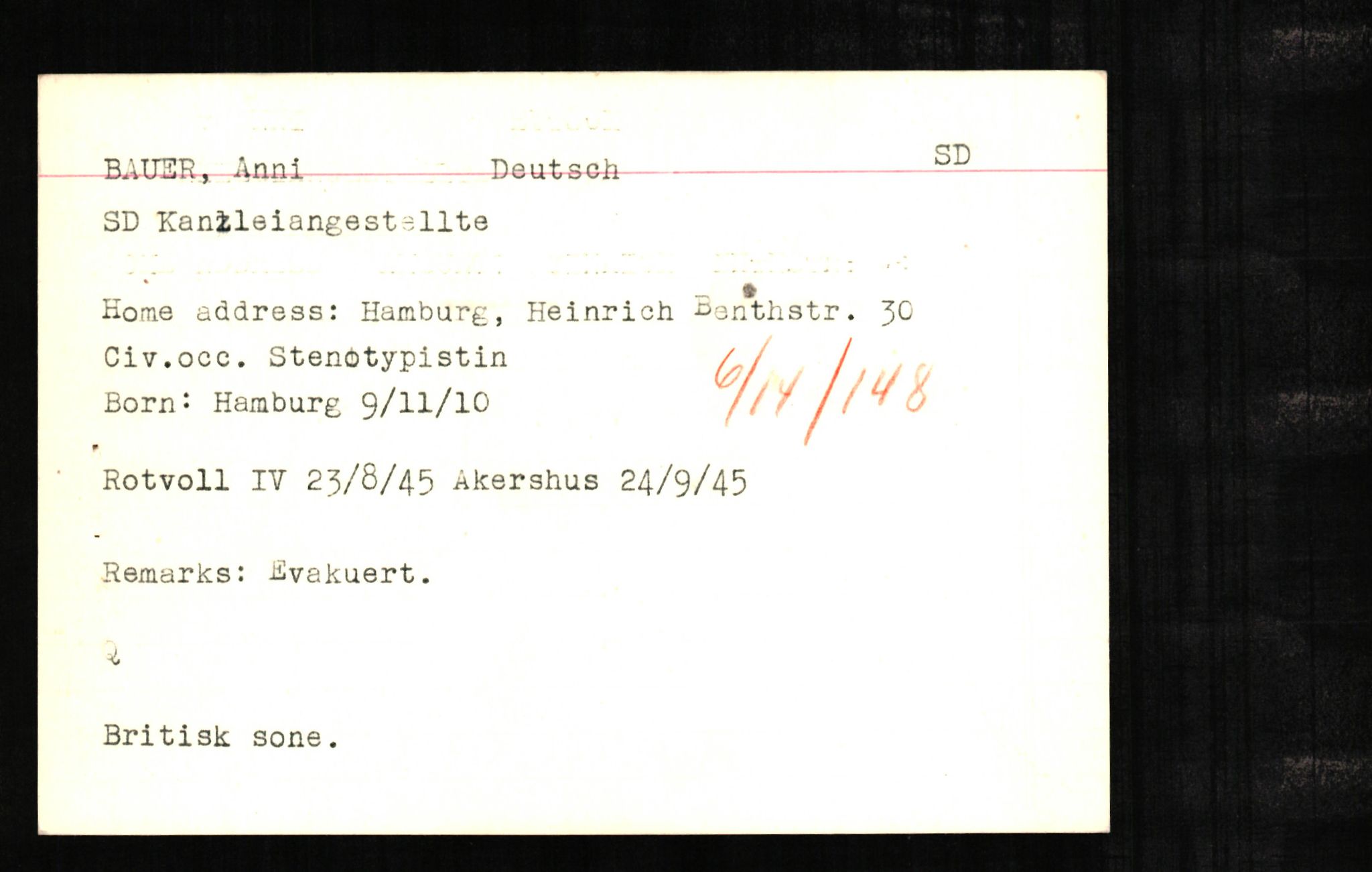 Forsvaret, Forsvarets overkommando II, AV/RA-RAFA-3915/D/Db/L0002: CI Questionaires. Tyske okkupasjonsstyrker i Norge. Tyskere., 1945-1946, p. 212