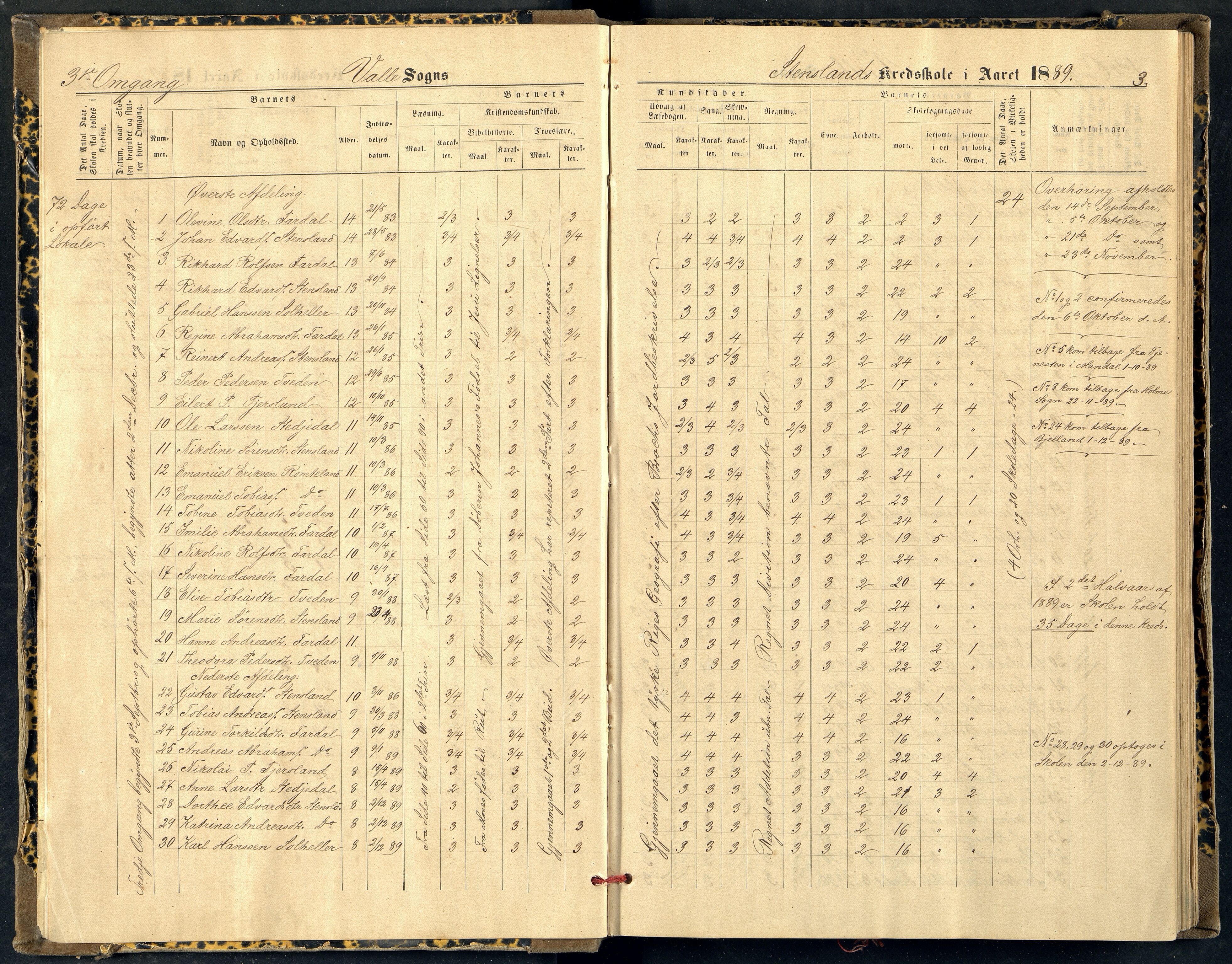 Sør-Audnedal kommune - Stensland Skole, ARKSOR/1029SØ564/G/L0002: Skoleprotokoll, 1889-1921