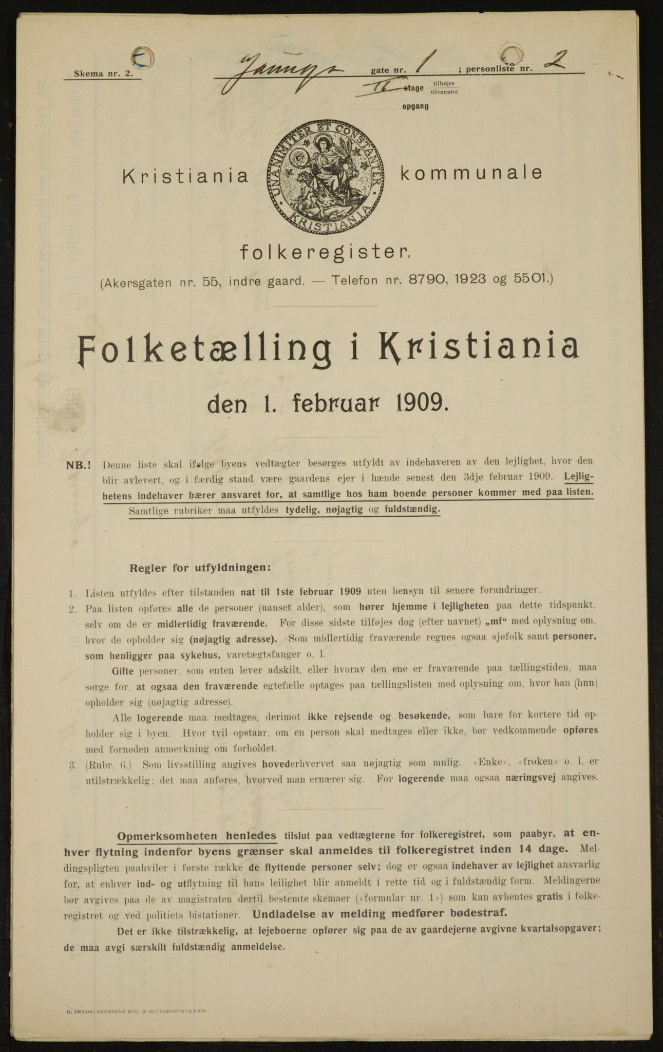 OBA, Municipal Census 1909 for Kristiania, 1909, p. 116677