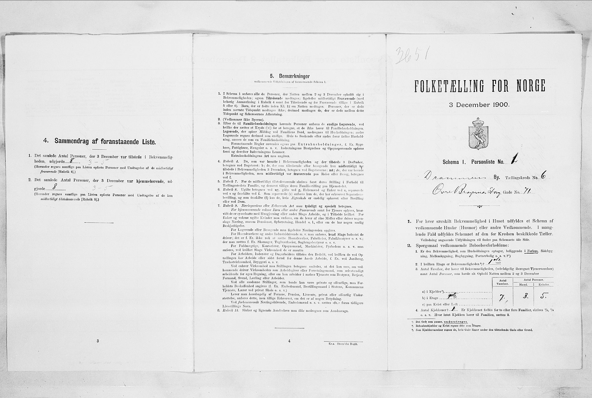 RA, 1900 census for Drammen, 1900, p. 1013