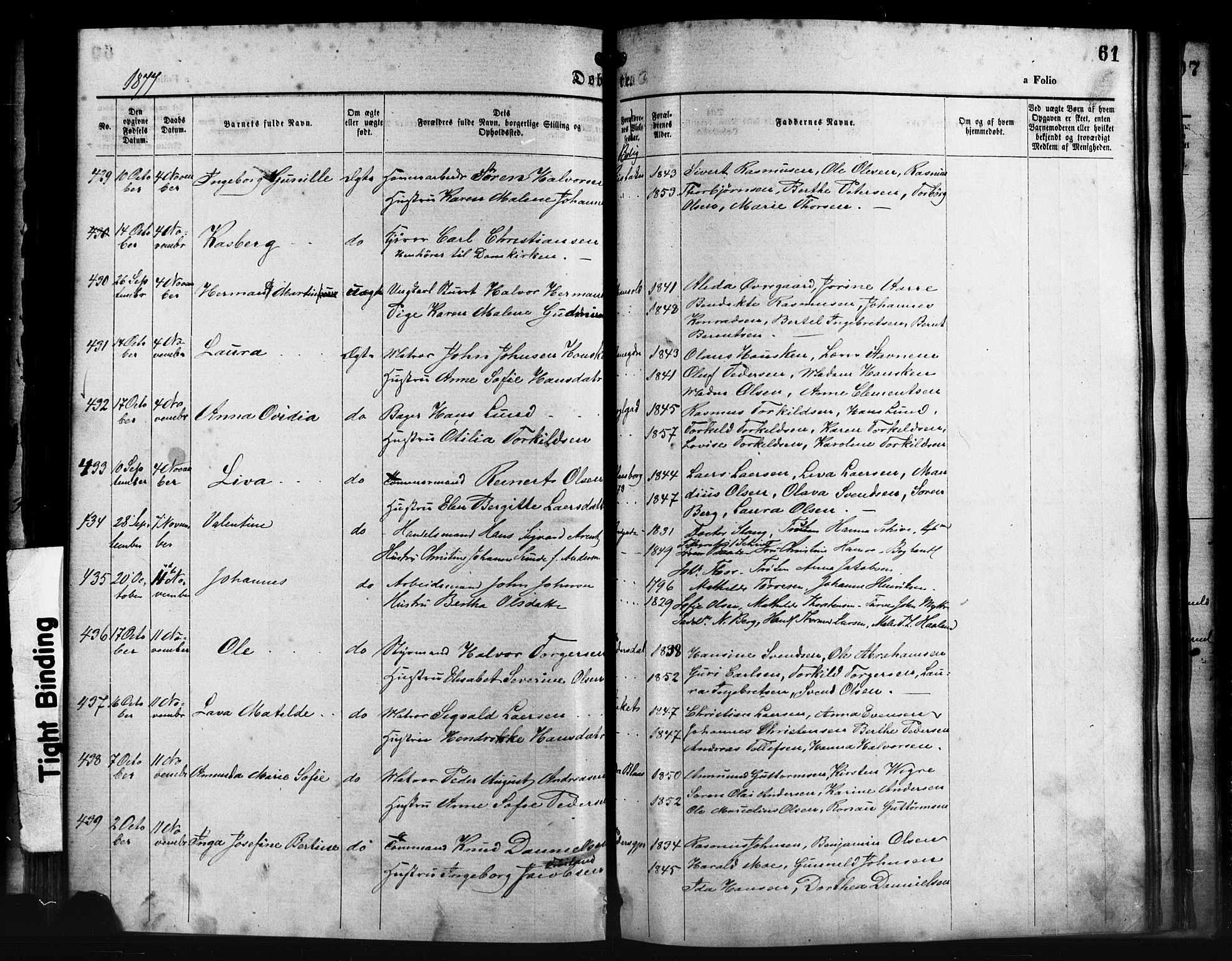 St. Petri sokneprestkontor, AV/SAST-A-101813/001/30/30BA/L0014: Parish register (official) no. A 14, 1876-1879, p. 61