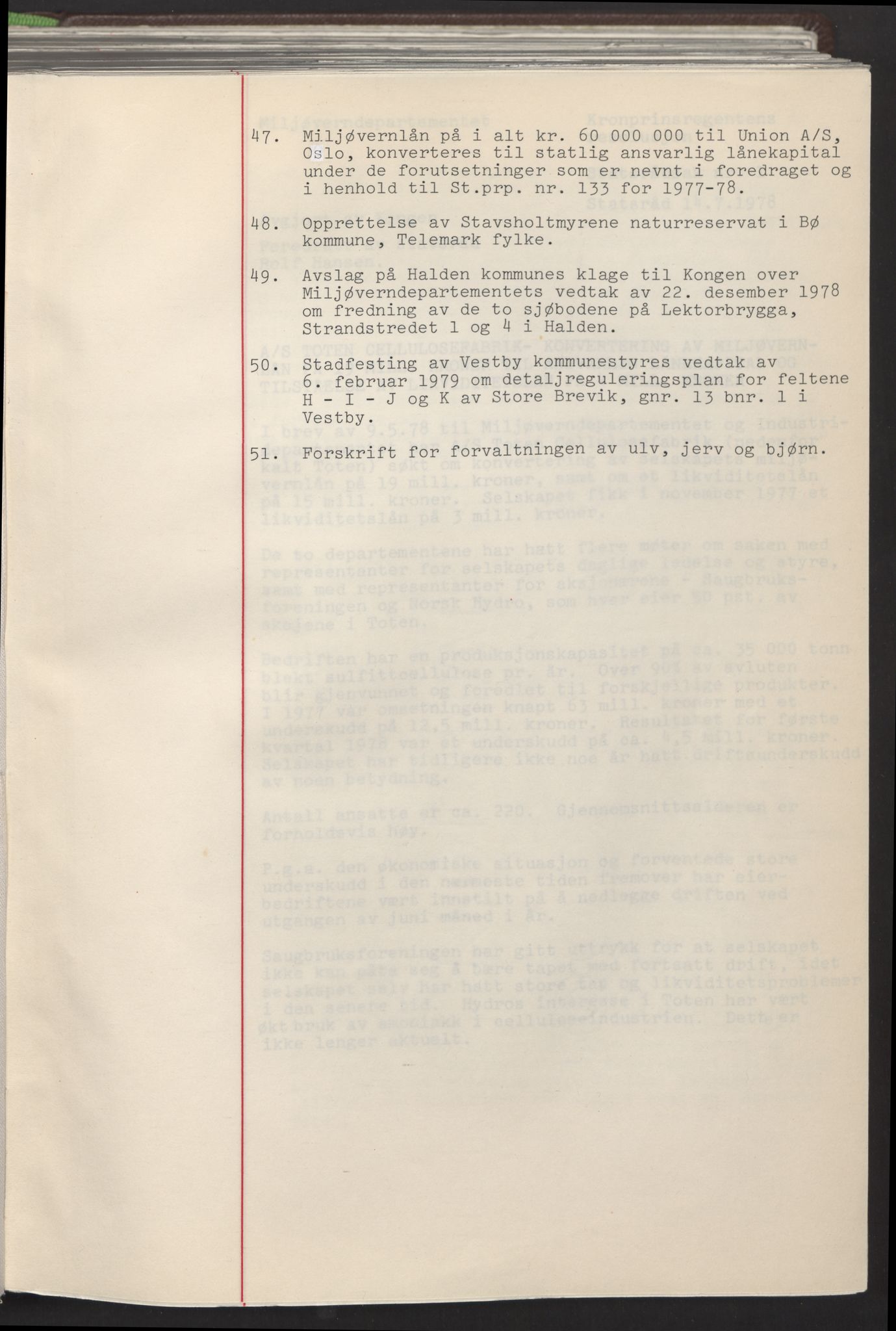Miljøverndepartementet, RA/S-2532/2/Aa/L0008: Referatprotokoller fra statsråd, 1978-1979