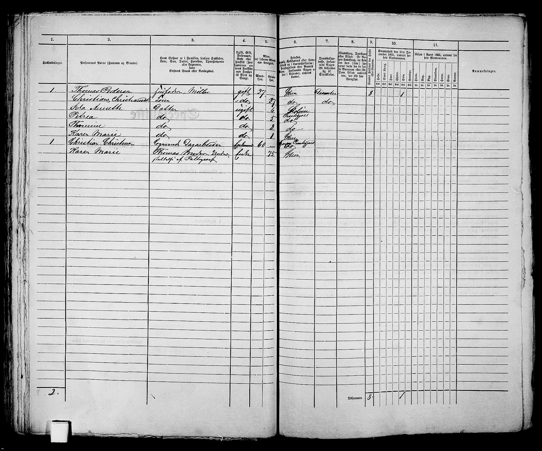 RA, 1865 census for Skien, 1865, p. 100