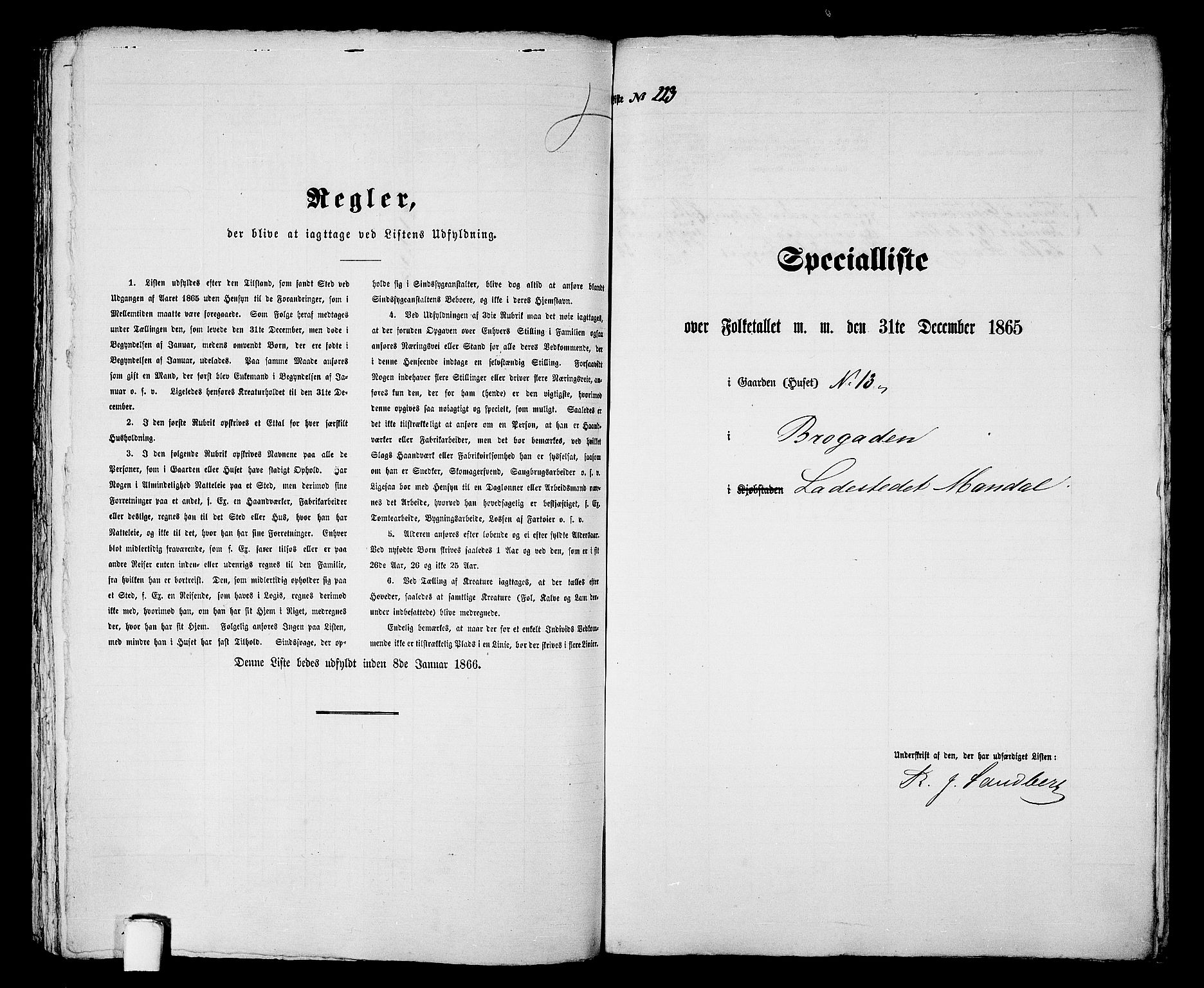 RA, 1865 census for Mandal/Mandal, 1865, p. 448