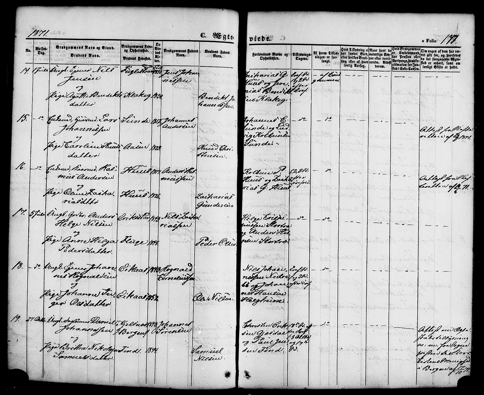 Jølster sokneprestembete, AV/SAB-A-80701/H/Haa/Haaa/L0011: Parish register (official) no. A 11, 1866-1881, p. 177