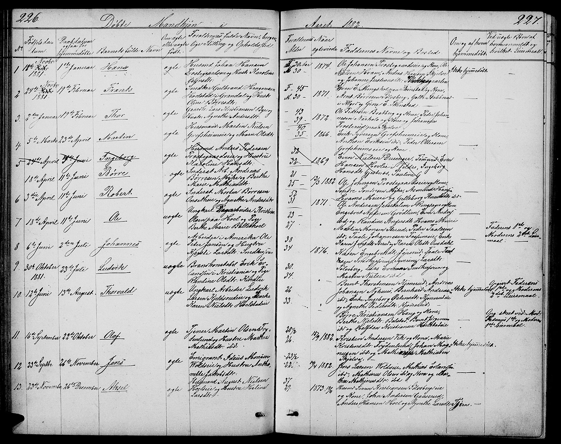 Nes prestekontor, Hedmark, SAH/PREST-020/L/La/L0005: Parish register (copy) no. 5, 1852-1889, p. 226-227