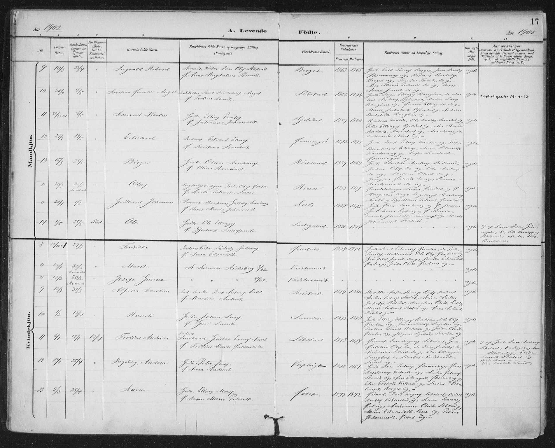 Ministerialprotokoller, klokkerbøker og fødselsregistre - Møre og Romsdal, SAT/A-1454/569/L0820: Parish register (official) no. 569A06, 1900-1911, p. 17