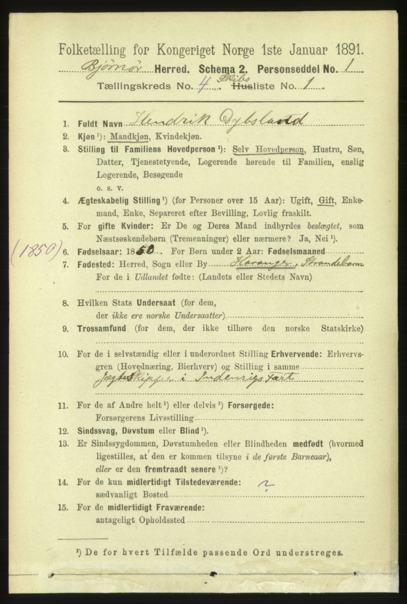 RA, 1891 census for 1632 Bjørnør, 1891, p. 2224