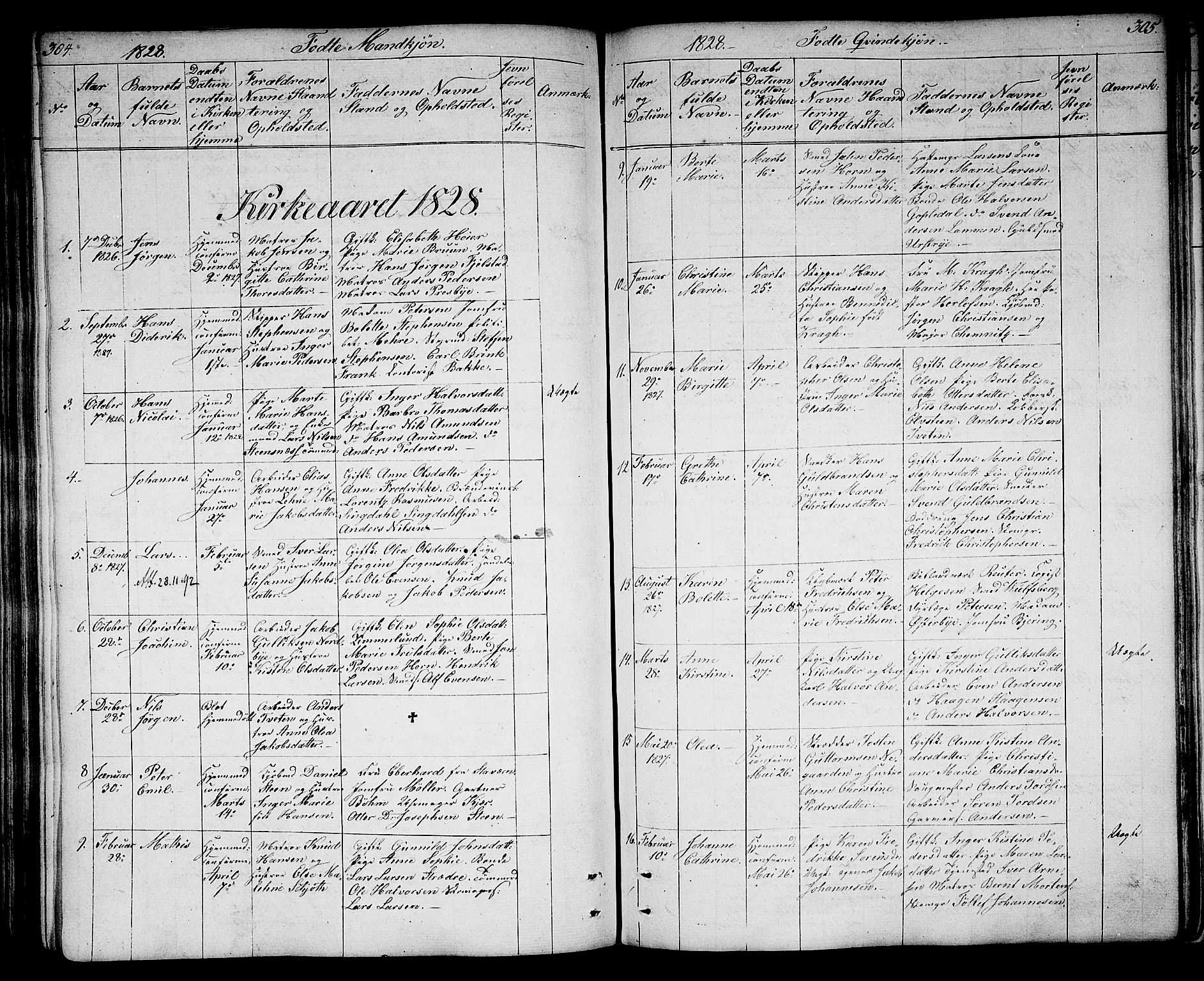 Larvik kirkebøker, SAKO/A-352/G/Ga/L0002: Parish register (copy) no. I 2, 1807-1830, p. 304-305