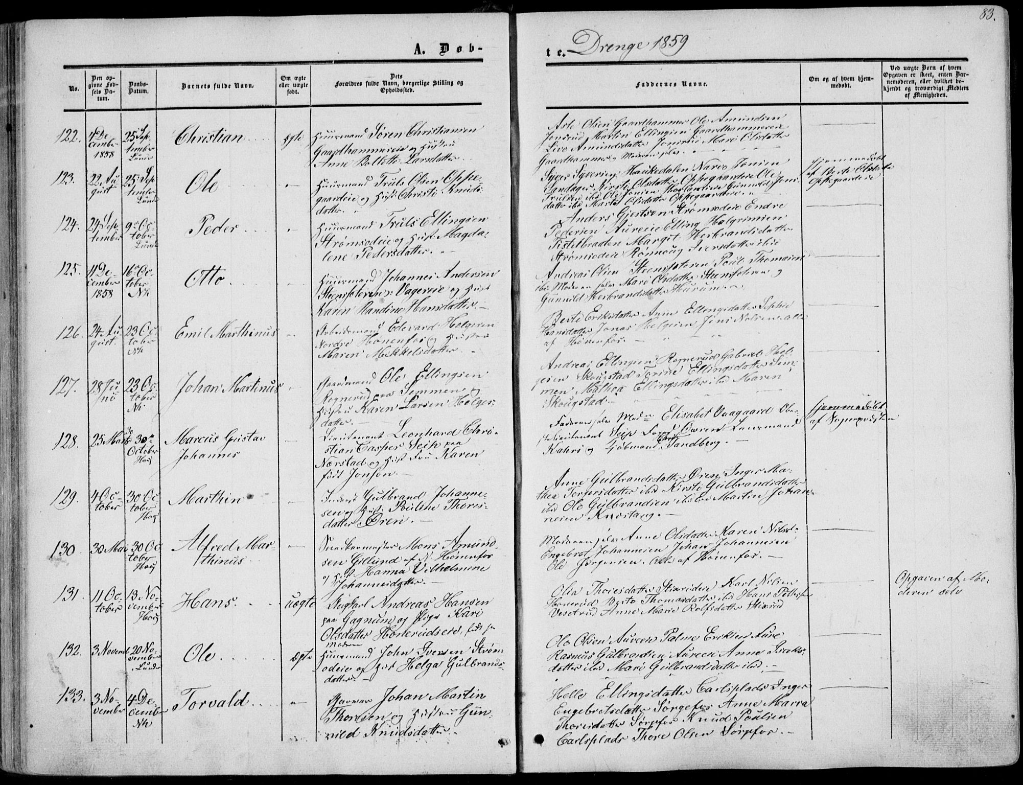 Norderhov kirkebøker, SAKO/A-237/F/Fa/L0012: Parish register (official) no. 12, 1856-1865, p. 83