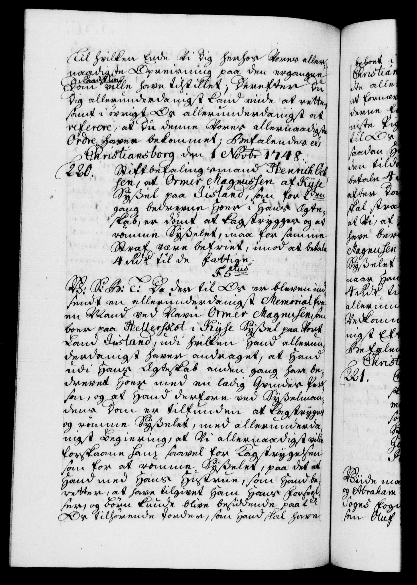 Danske Kanselli 1572-1799, AV/RA-EA-3023/F/Fc/Fca/Fcab/L0031: Norske tegnelser, 1746-1748, p. 530b