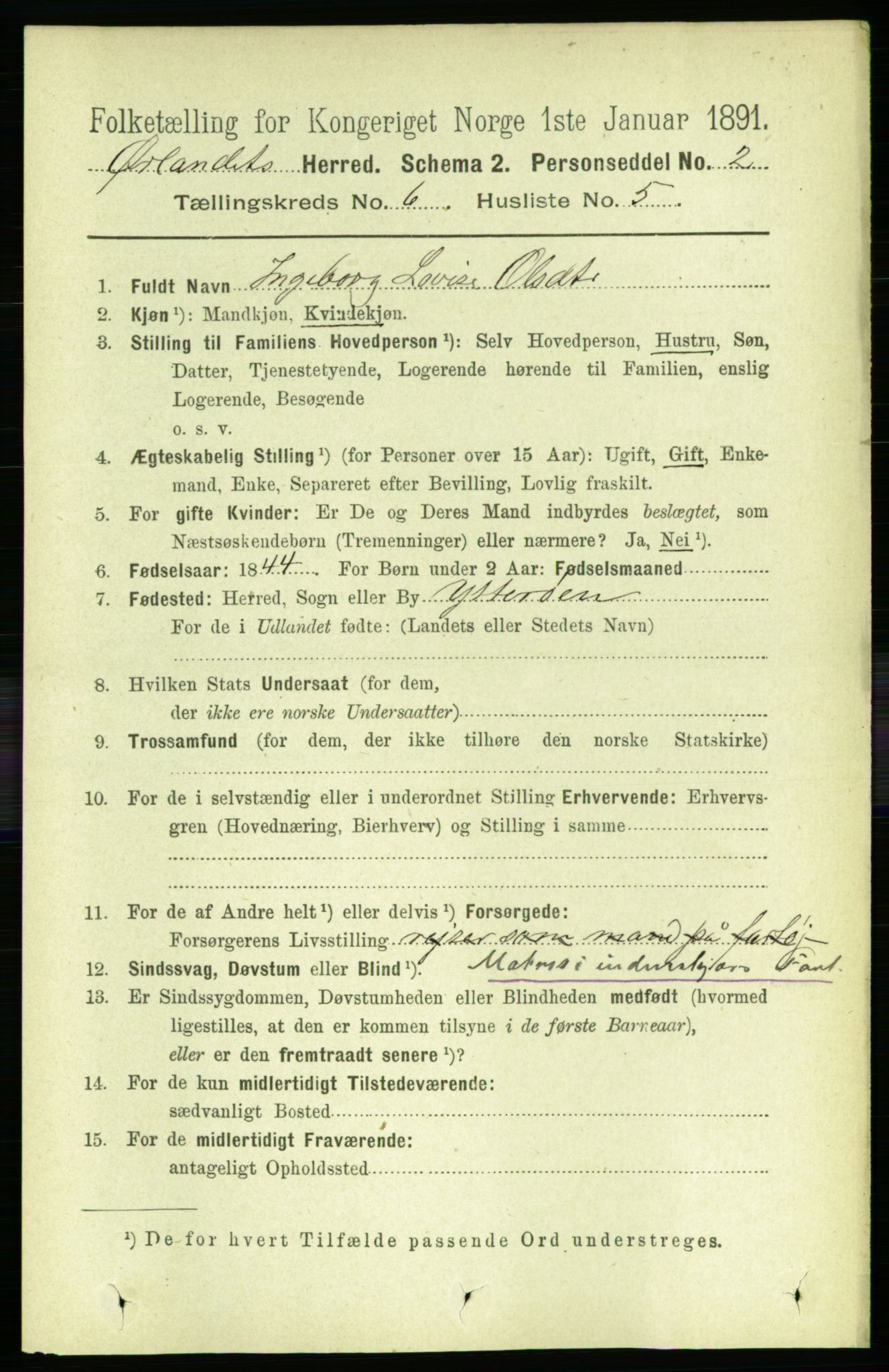 RA, 1891 census for 1621 Ørland, 1891, p. 1878