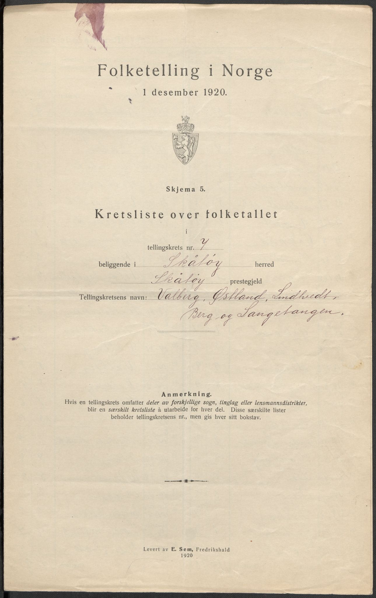 SAKO, 1920 census for Skåtøy, 1920, p. 23