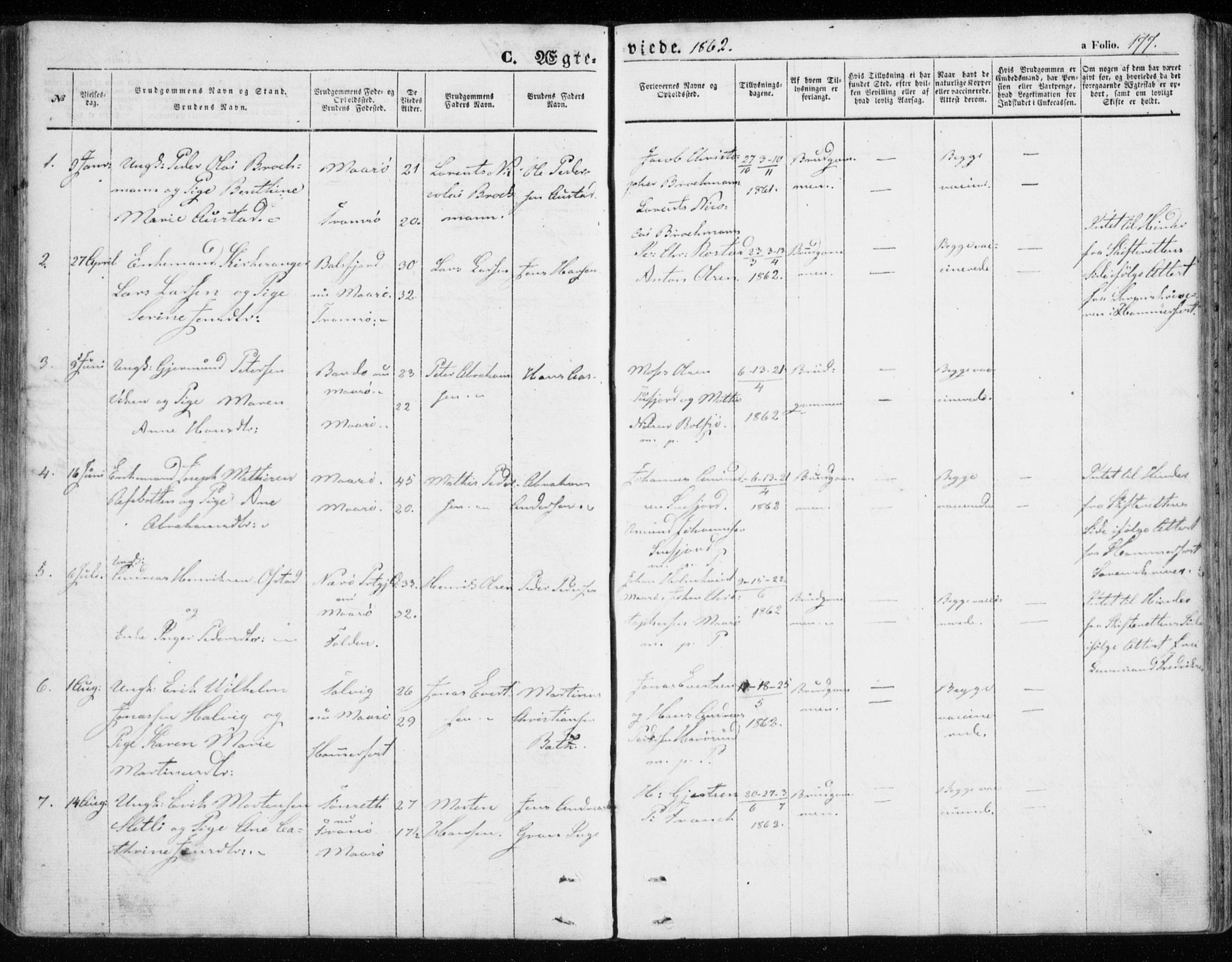 Måsøy sokneprestkontor, SATØ/S-1348/H/Ha/L0002kirke: Parish register (official) no. 2, 1852-1865, p. 177