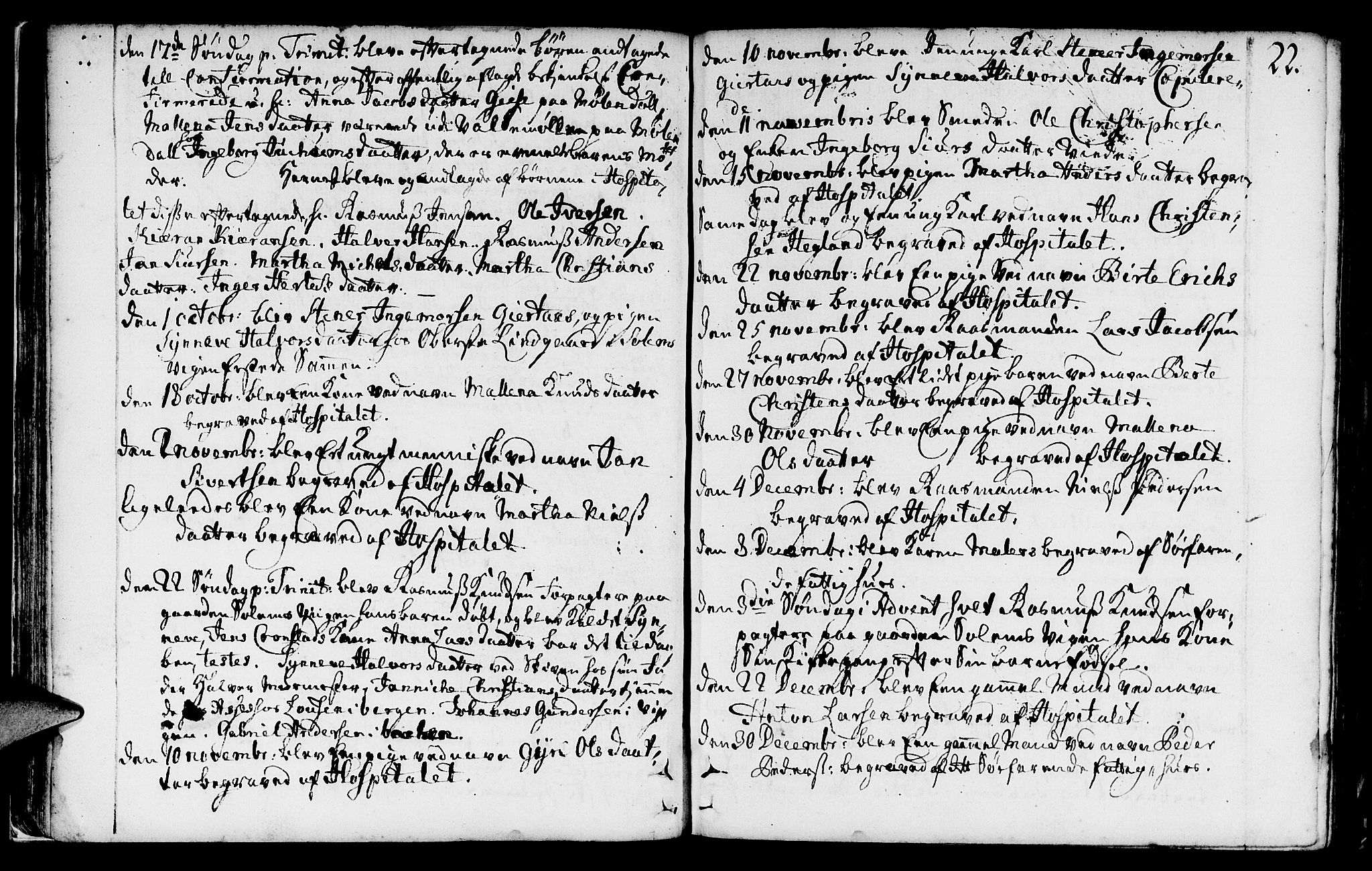 St. Jørgens hospital og Årstad sokneprestembete, AV/SAB-A-99934: Parish register (official) no. A 1, 1743-1823, p. 22