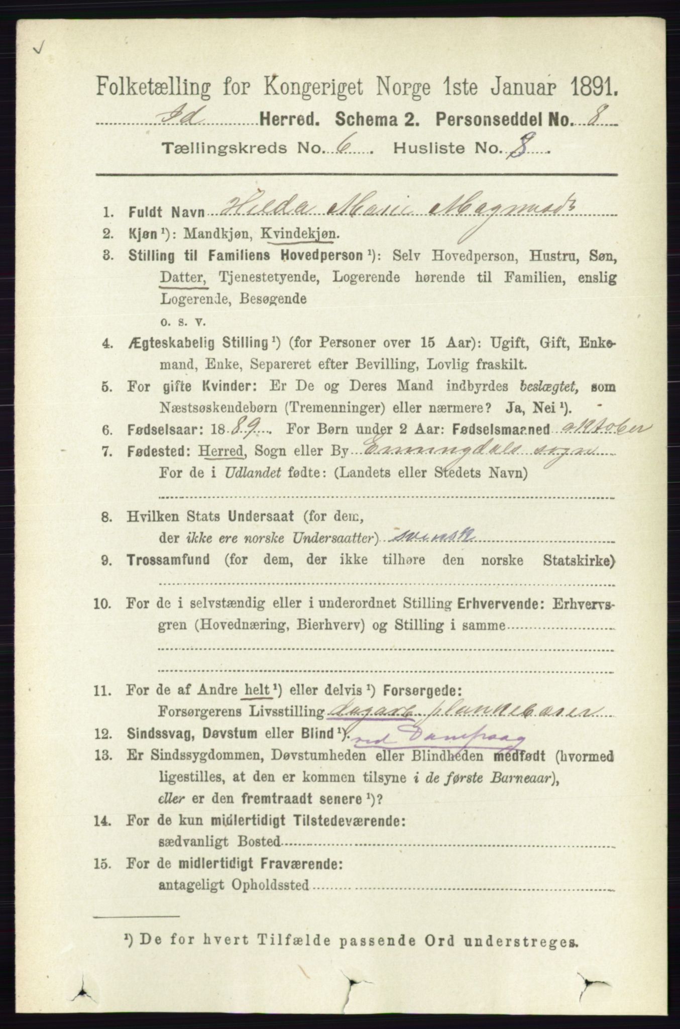 RA, 1891 census for 0117 Idd, 1891, p. 3637