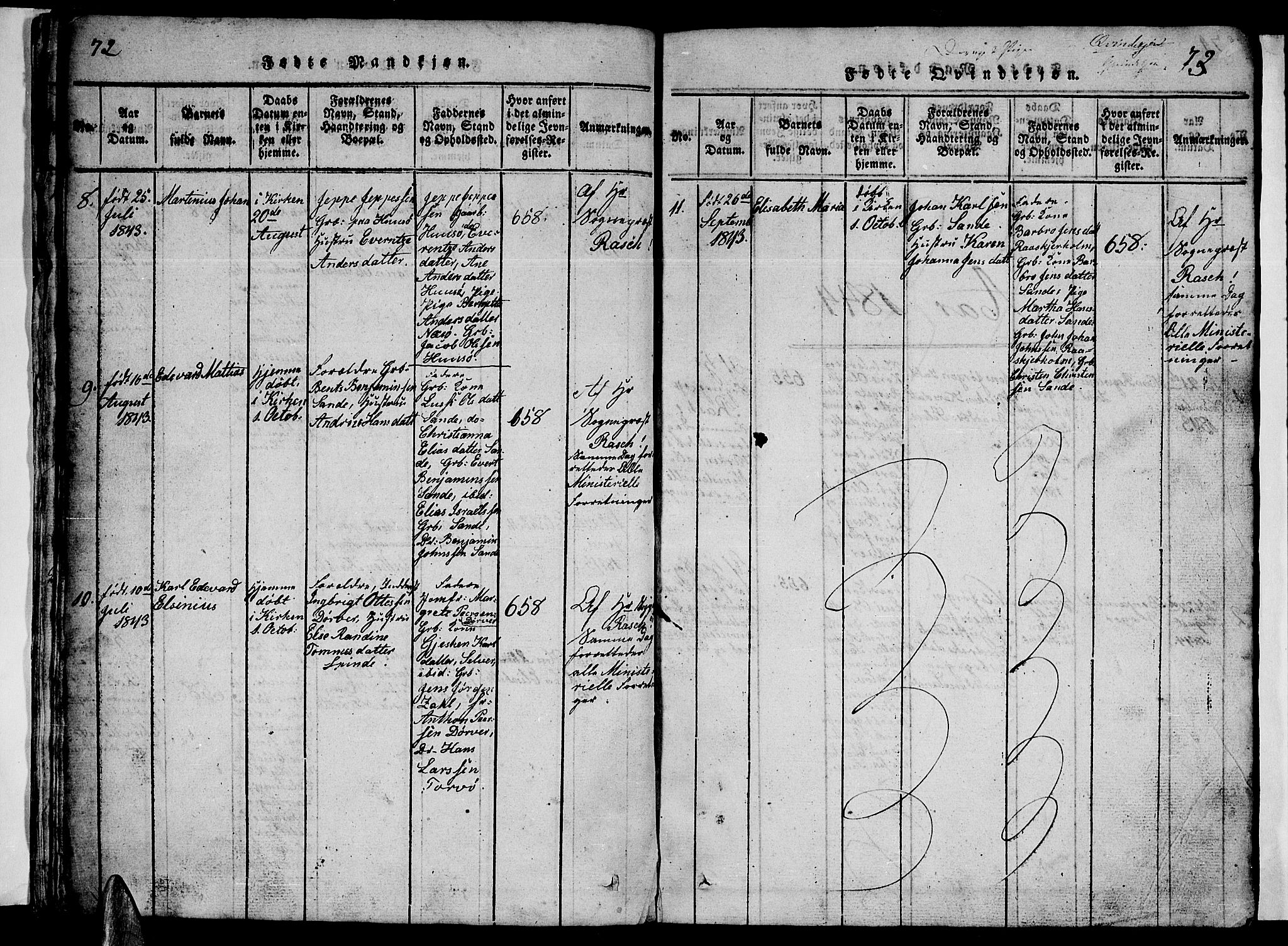 Ministerialprotokoller, klokkerbøker og fødselsregistre - Nordland, AV/SAT-A-1459/840/L0581: Parish register (copy) no. 840C01, 1820-1873, p. 72-73