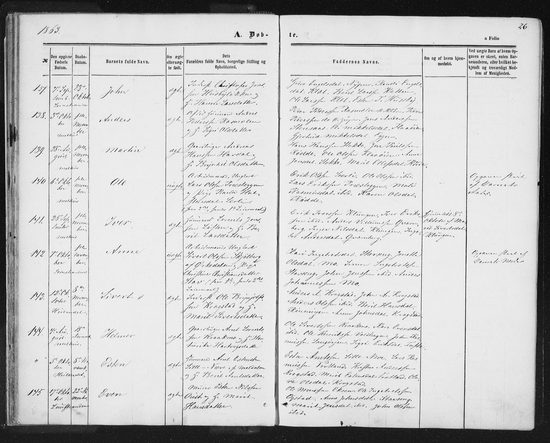 Ministerialprotokoller, klokkerbøker og fødselsregistre - Sør-Trøndelag, AV/SAT-A-1456/691/L1077: Parish register (official) no. 691A09, 1862-1873, p. 26