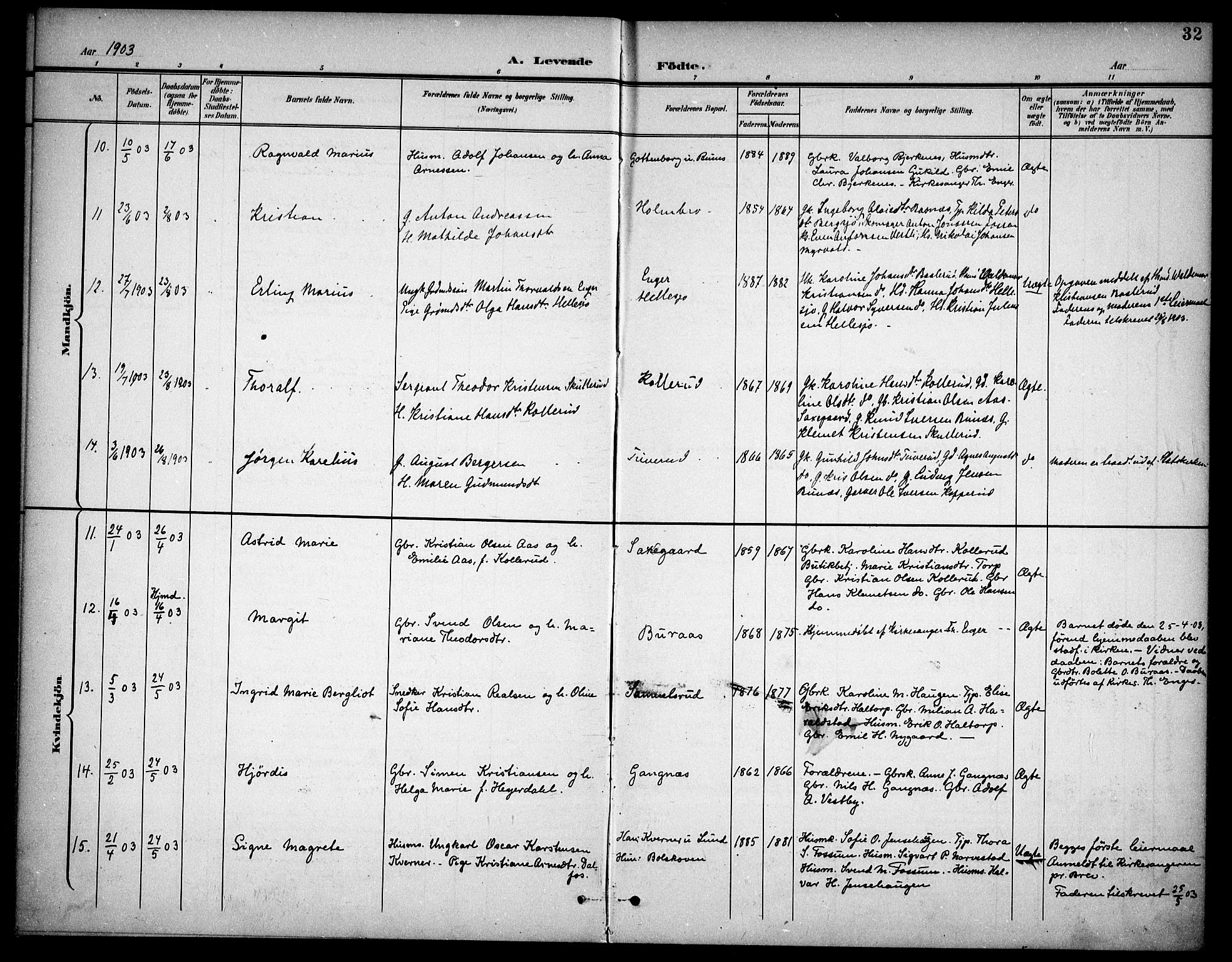 Høland prestekontor Kirkebøker, AV/SAO-A-10346a/F/Fb/L0003: Parish register (official) no. II 3, 1897-1912, p. 32