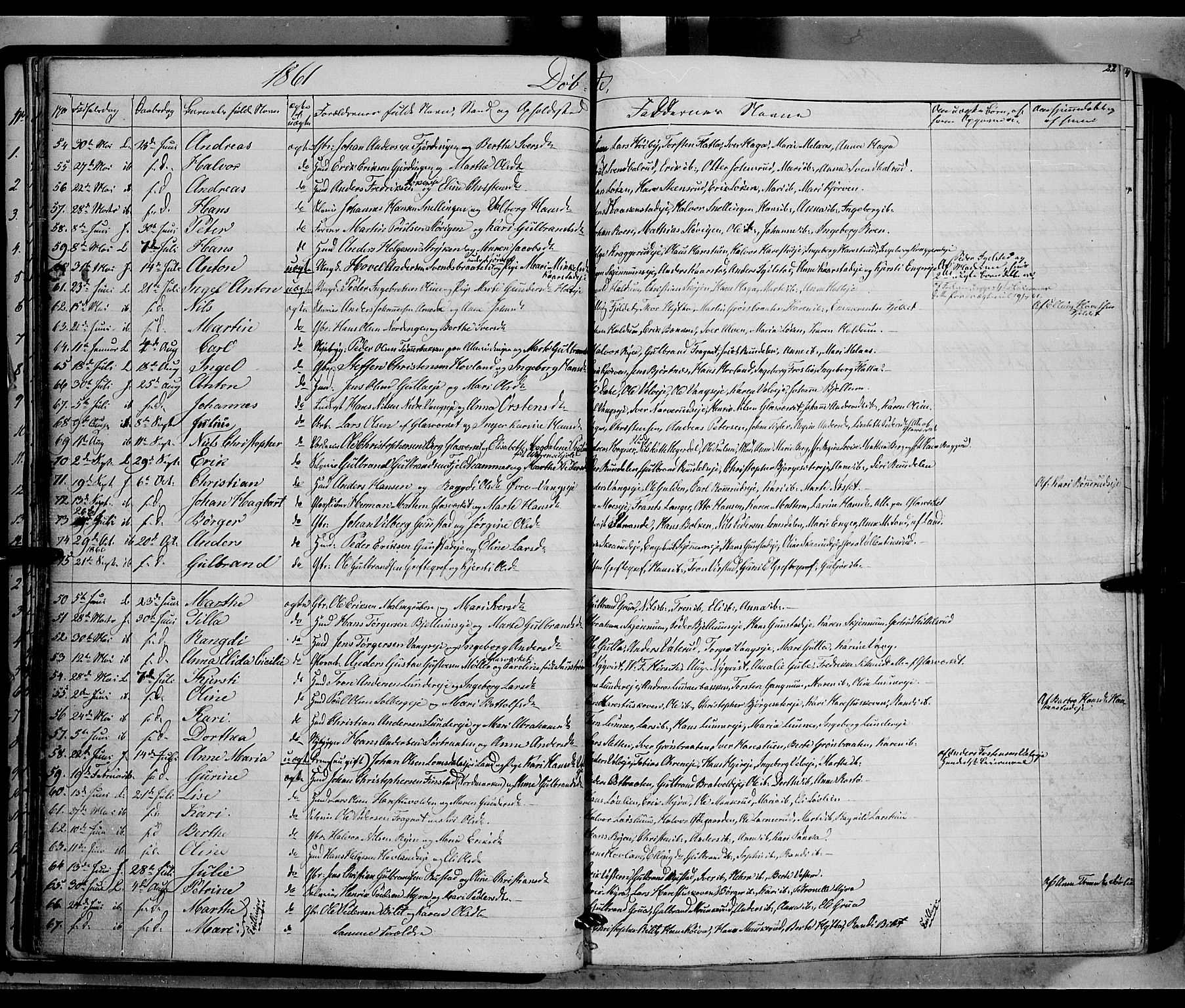 Jevnaker prestekontor, AV/SAH-PREST-116/H/Ha/Haa/L0007: Parish register (official) no. 7, 1858-1876, p. 22