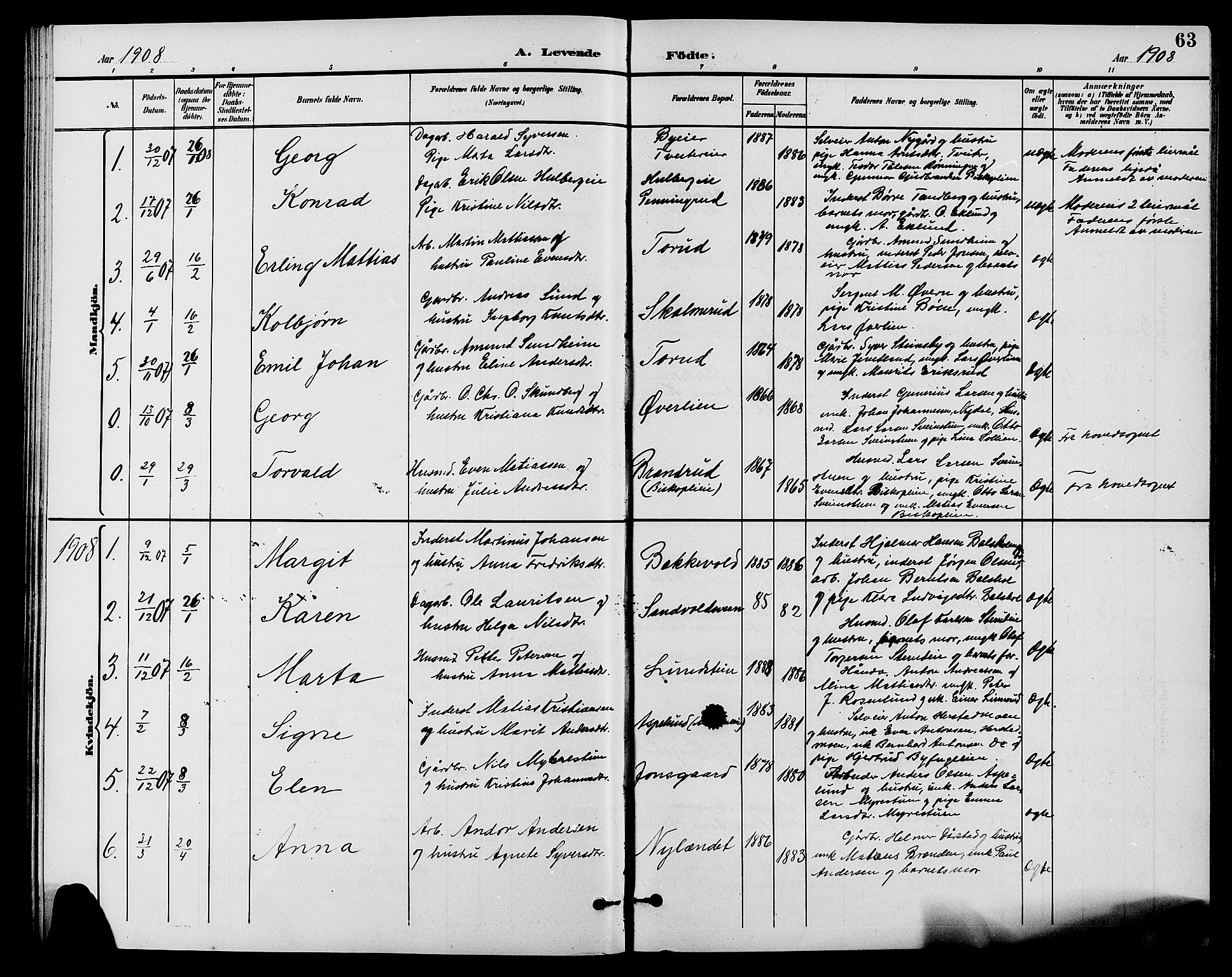 Nes prestekontor, Hedmark, AV/SAH-PREST-020/L/La/L0007: Parish register (copy) no. 7, 1892-1912, p. 63