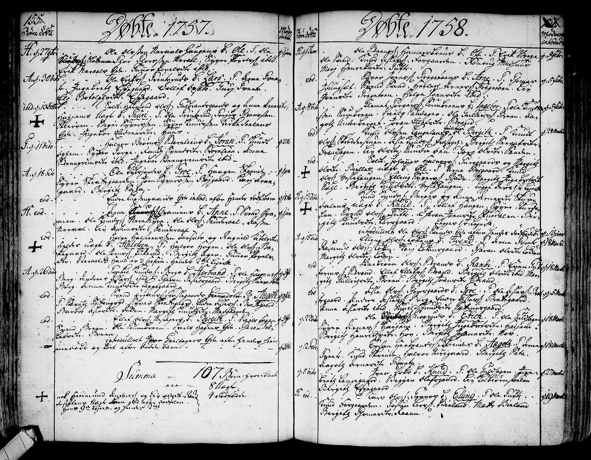 Ål kirkebøker, SAKO/A-249/F/Fa/L0001: Parish register (official) no. I 1, 1744-1769, p. 155-156