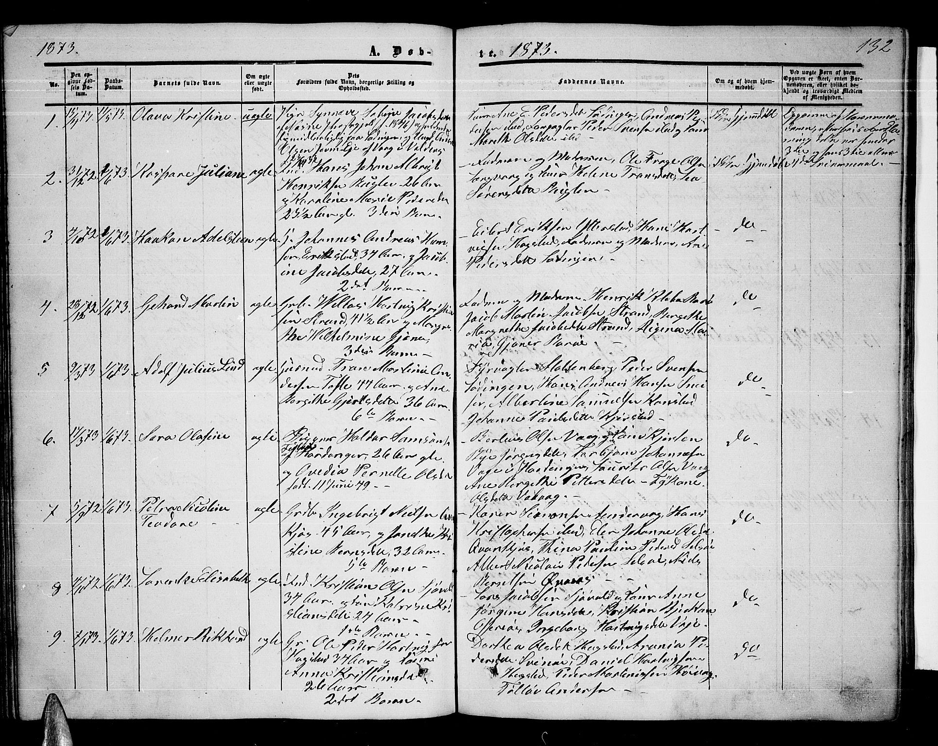 Ministerialprotokoller, klokkerbøker og fødselsregistre - Nordland, AV/SAT-A-1459/872/L1046: Parish register (copy) no. 872C02, 1852-1879, p. 132