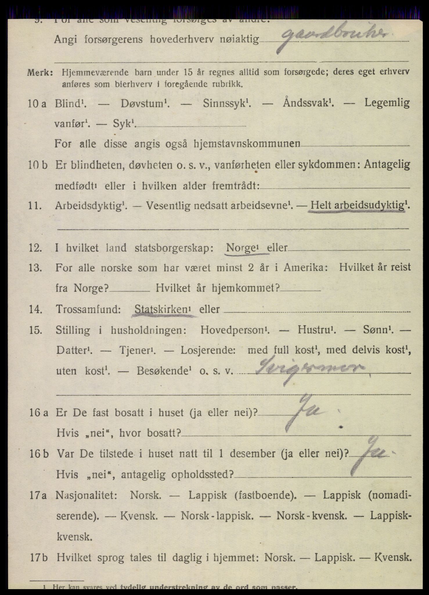 SAT, 1920 census for Dønnes, 1920, p. 2887